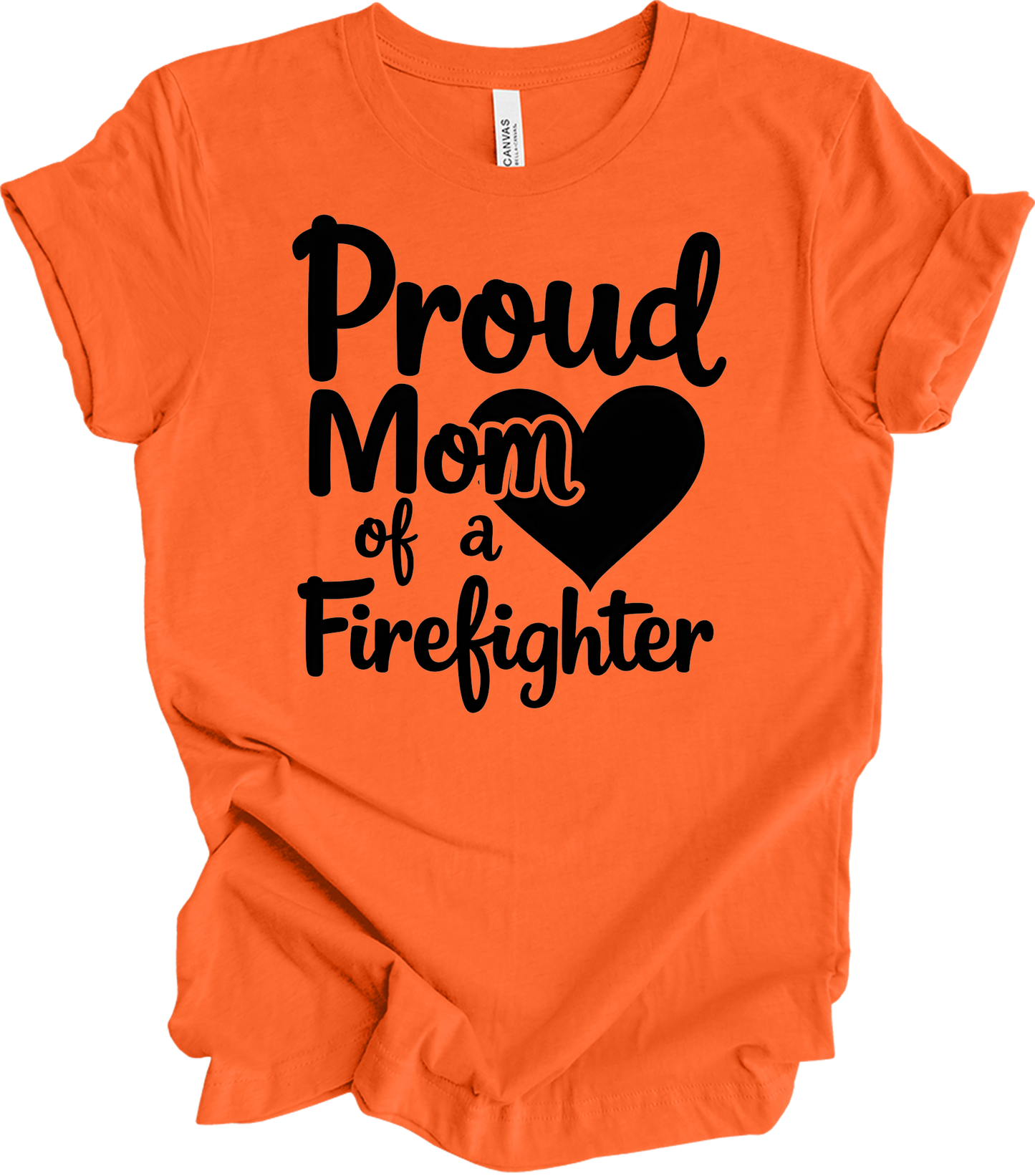 Proud Firefighter Mom T-Shirt in Orange