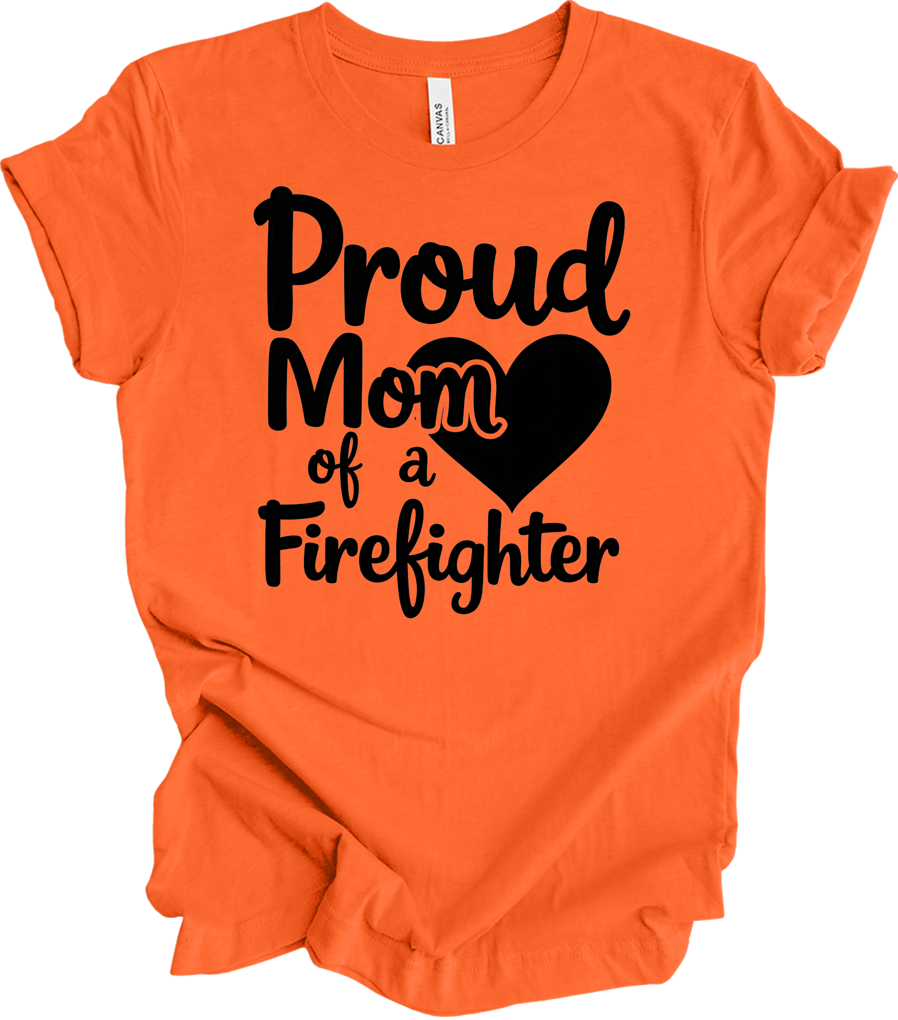 Proud Firefighter Mom T-Shirt in Orange