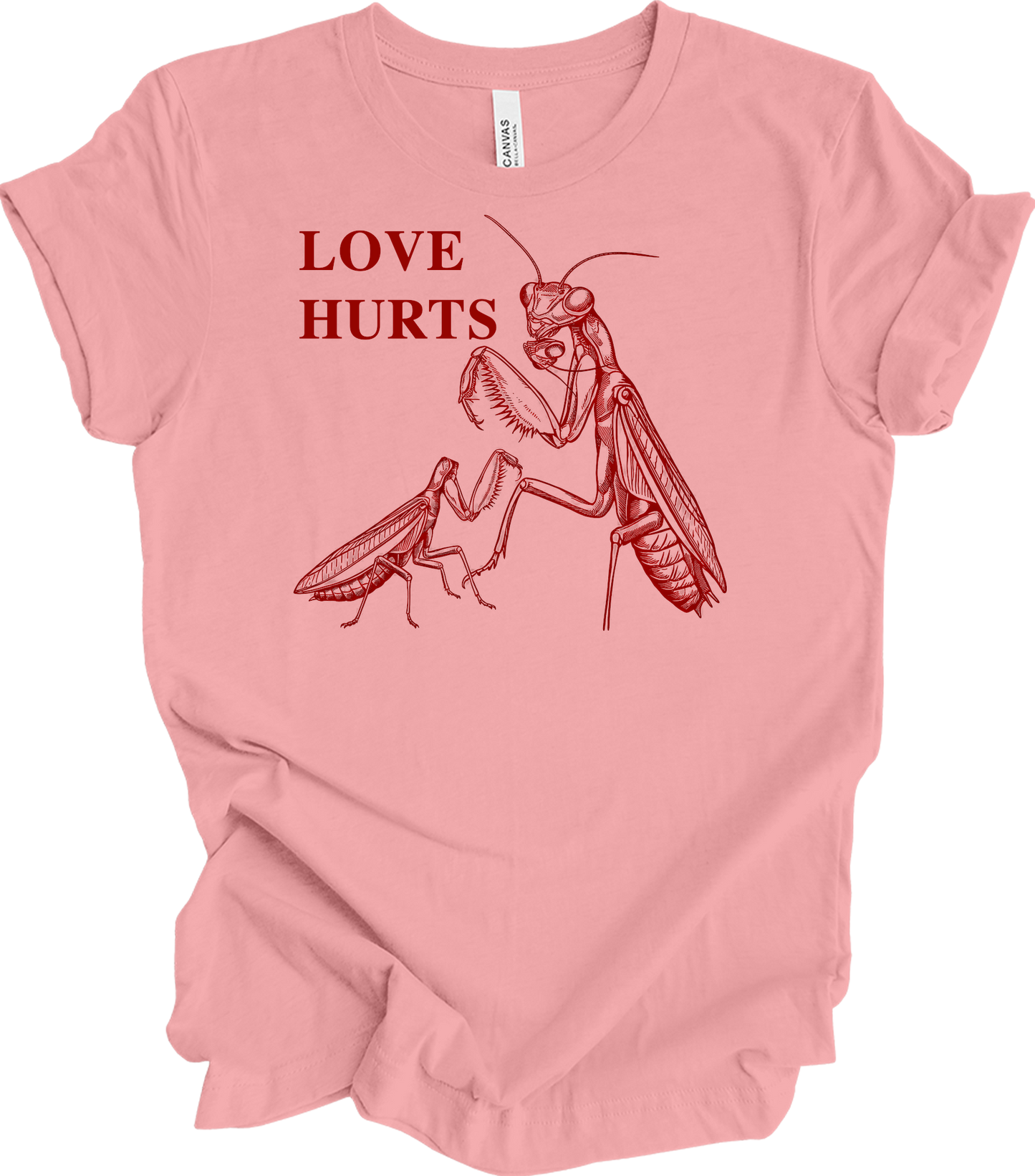Love Hurts Praying Mantis T-Shirt in Pink