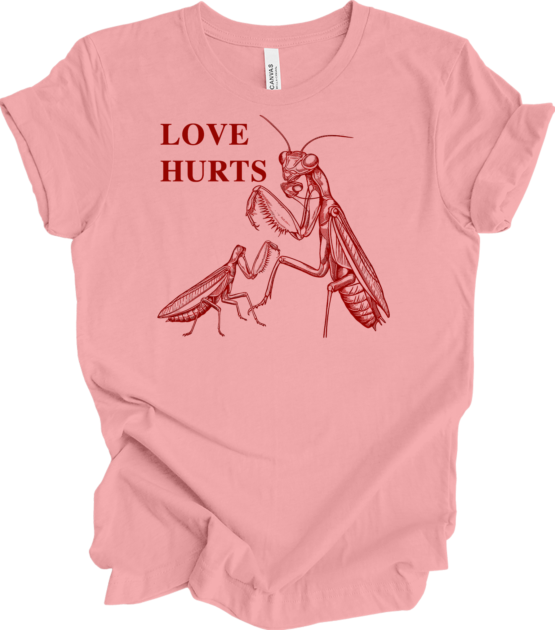 Love Hurts Praying Mantis T-Shirt in Pink