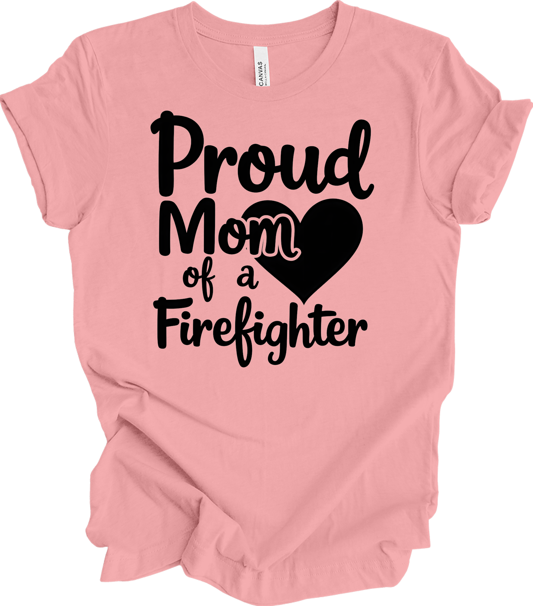Proud Firefighter Mom T-Shirt in Pink