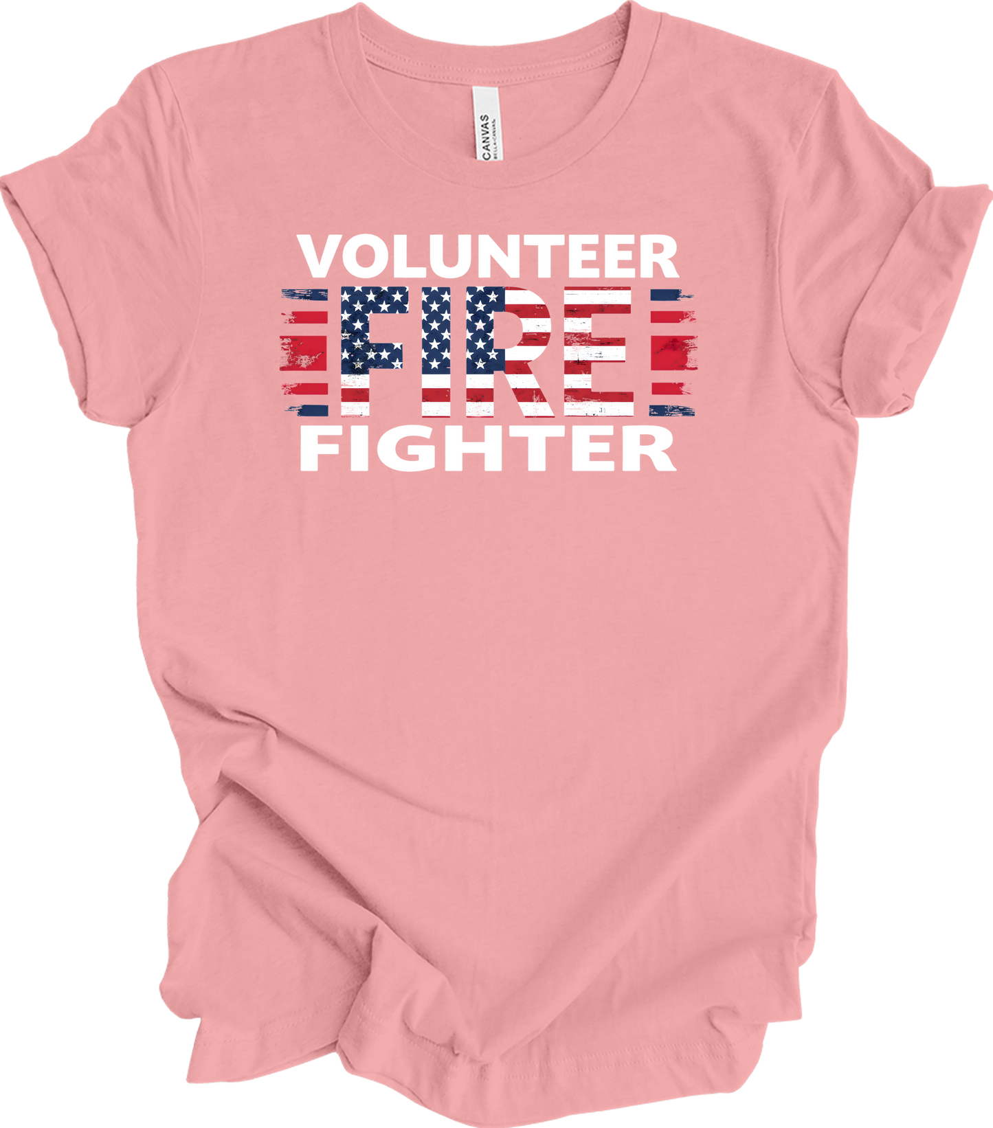 Volunr Firefighter USA Flag T-Shirt in Pink