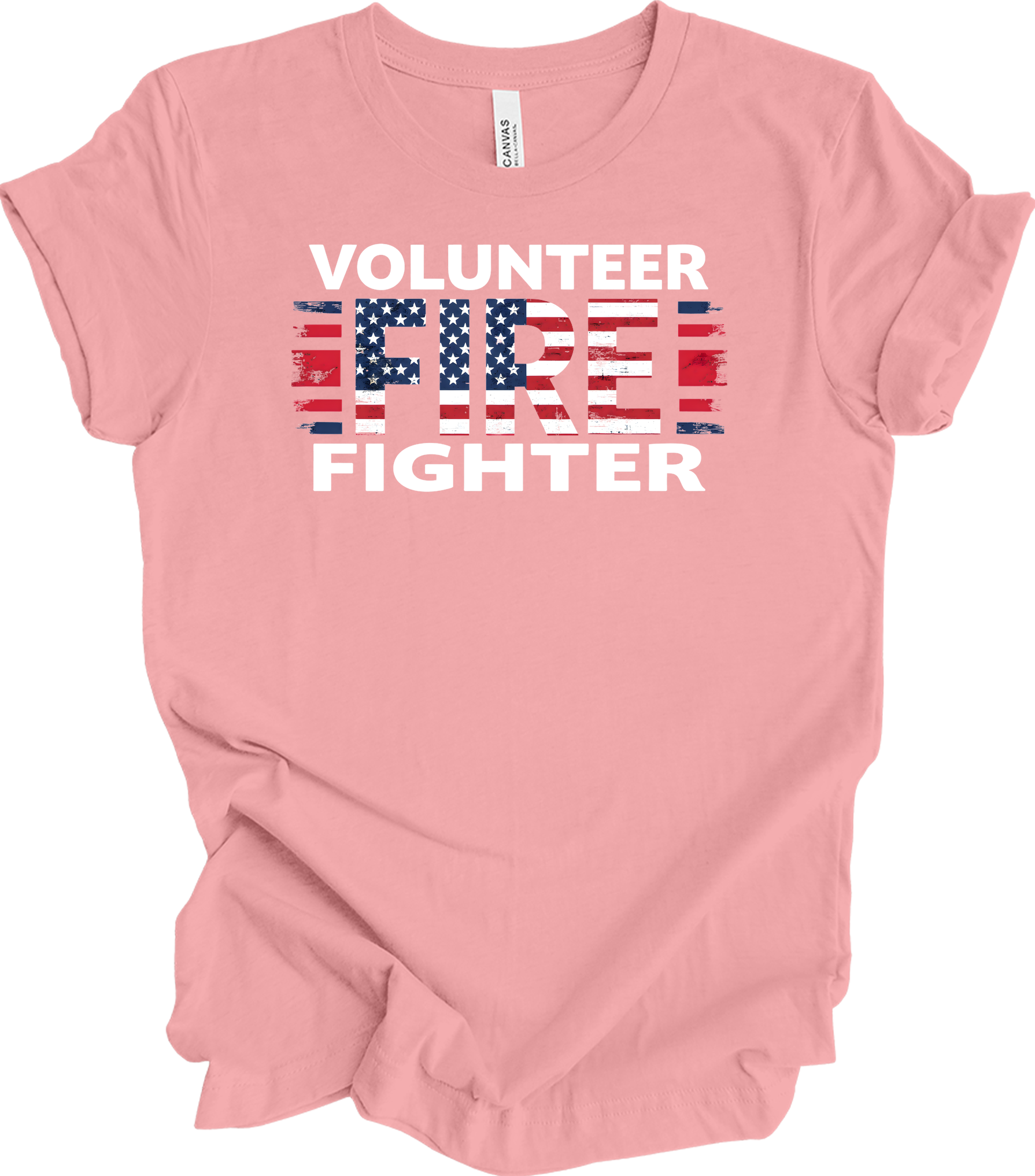Volunr Firefighter USA Flag T-Shirt in Pink