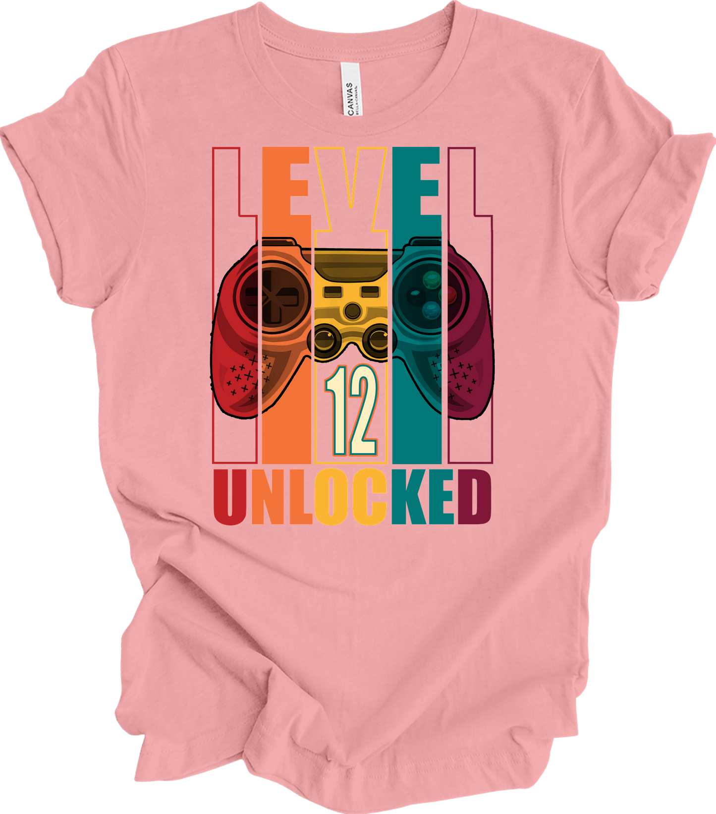 Level 12 Unlocked Gamer T-Shirt in Pink