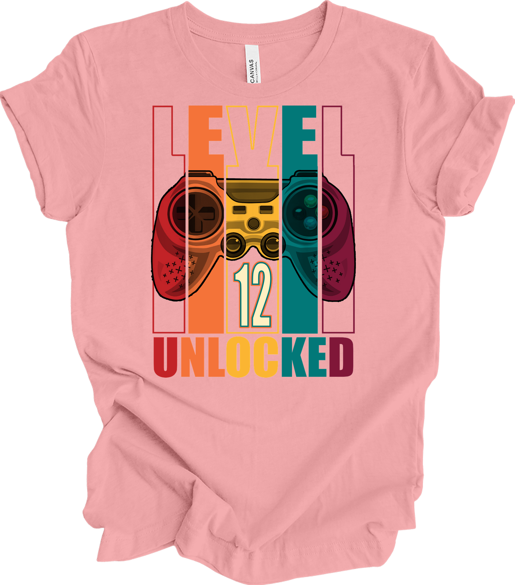 Level 12 Unlocked Gamer T-Shirt in Pink