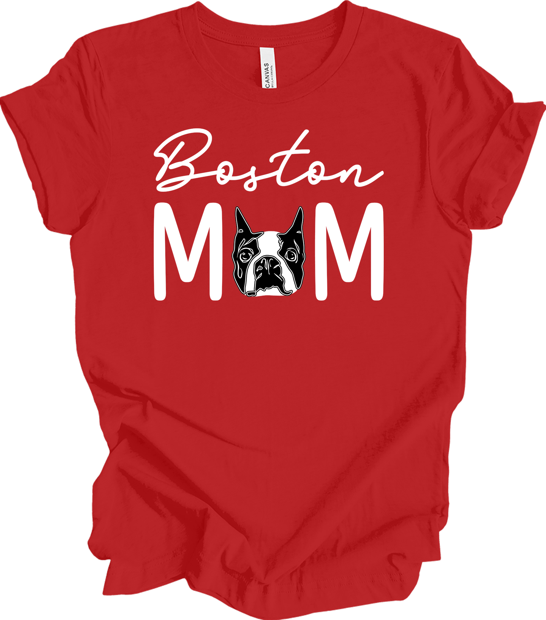 Boston Terrier Mom - Cute Gift T-Shirt in Red