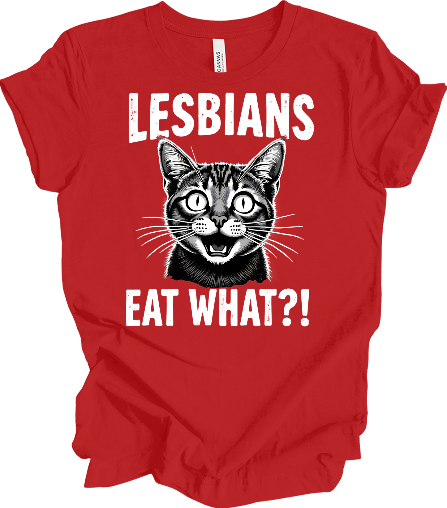 Surprised Cat Meme LGBTQ+ T-Shirt in Red