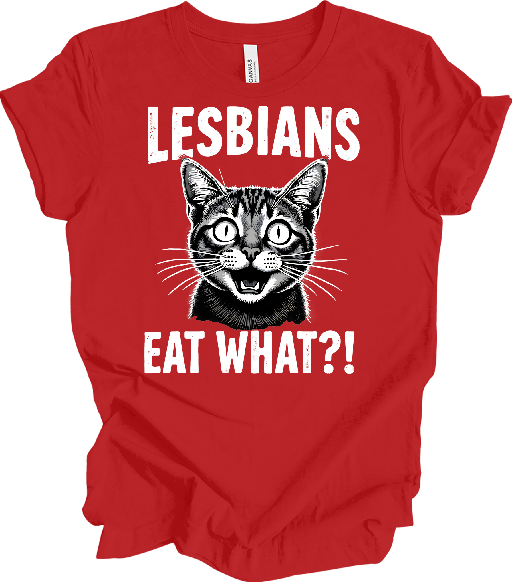 Surprised Cat Meme LGBTQ+ T-Shirt in Red