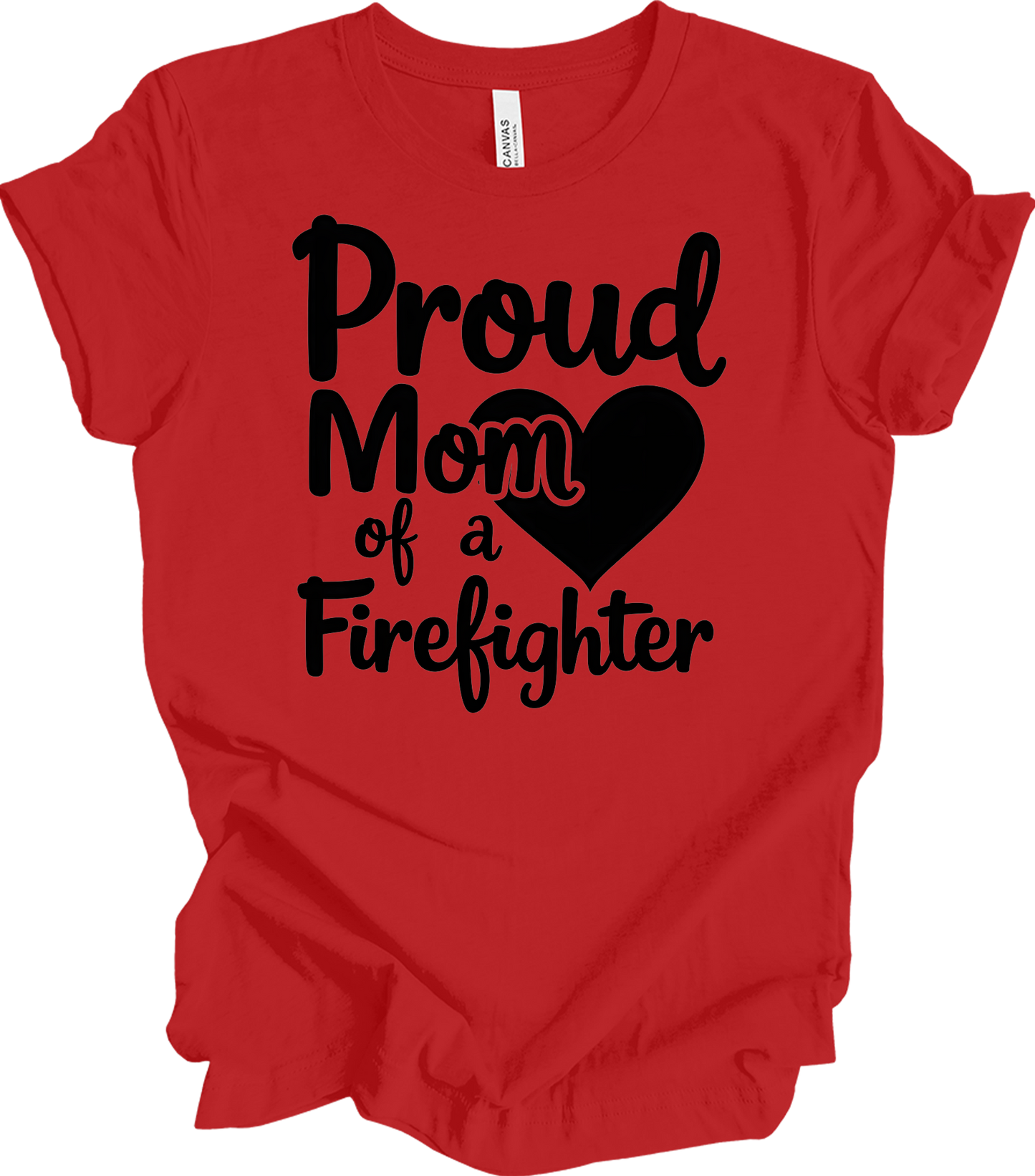 Proud Firefighter Mom T-Shirt in Red