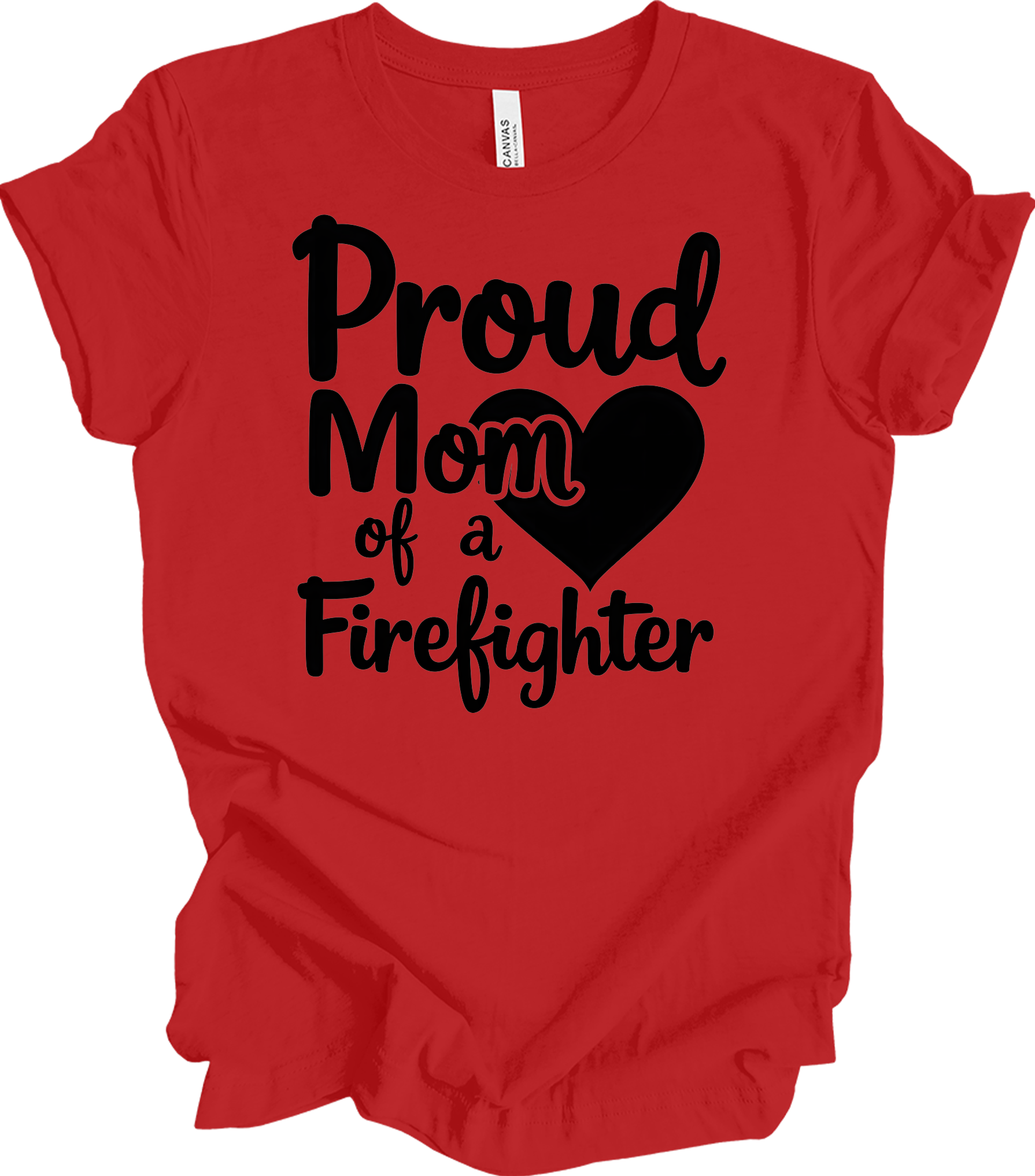 Proud Firefighter Mom T-Shirt in Red