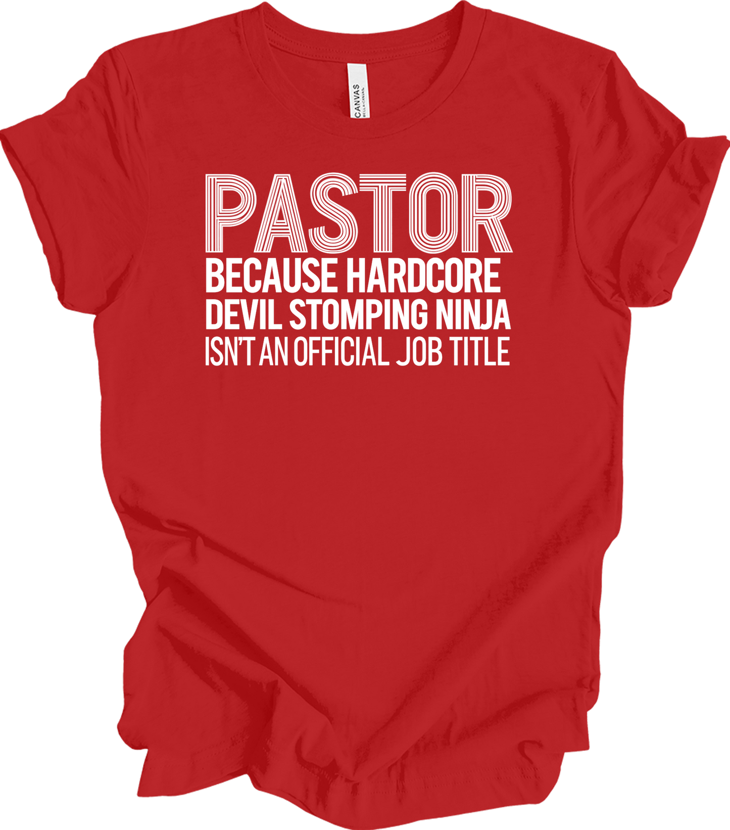 Pastor Devil Stomping Ninja T-Shirt in Red