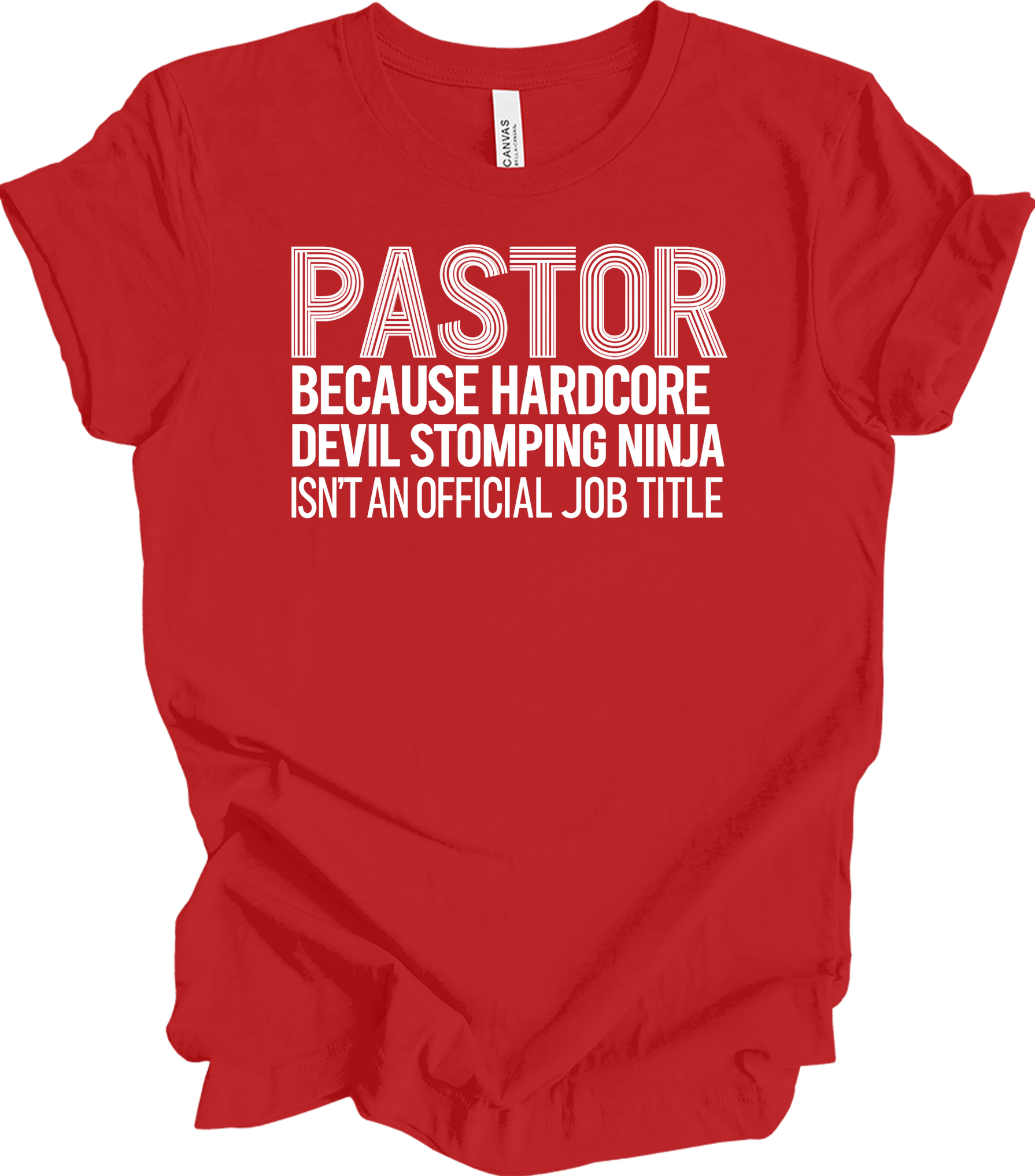 Pastor Devil Stomping Ninja T-Shirt in Red