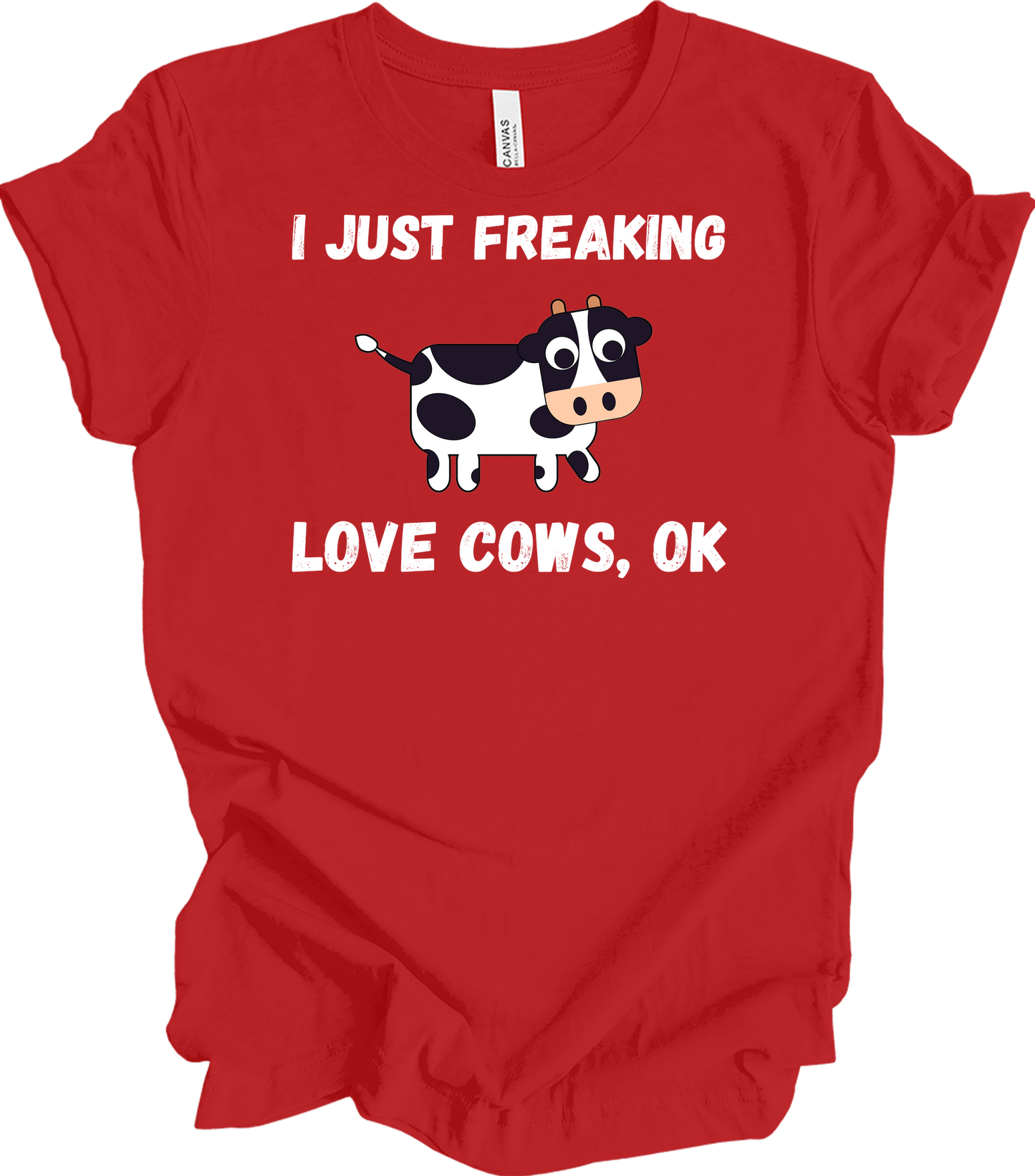 I Just Freaking Love Cows Ok T-Shirt in Red