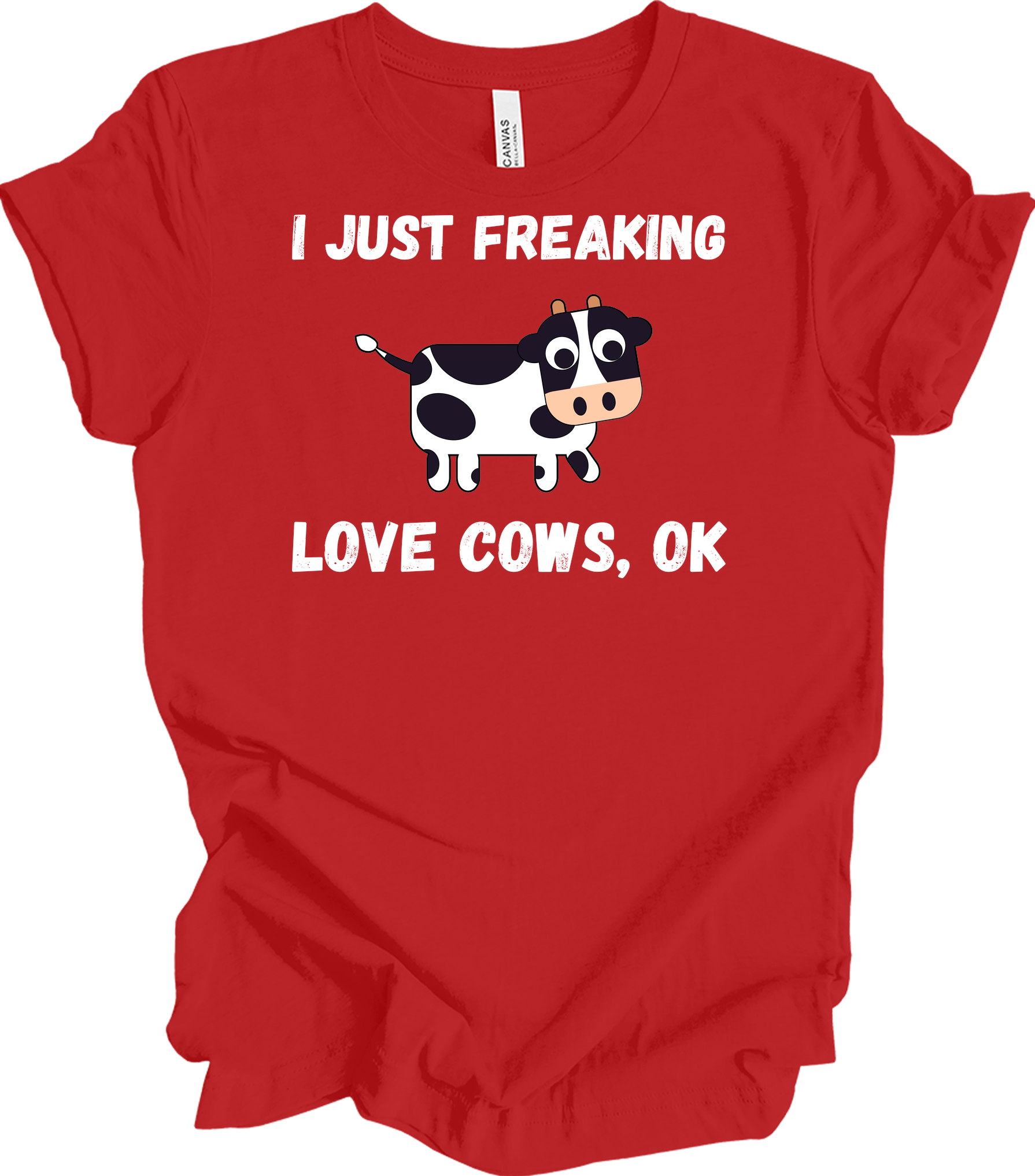 I Just Freaking Love Cows Ok T-Shirt in Red