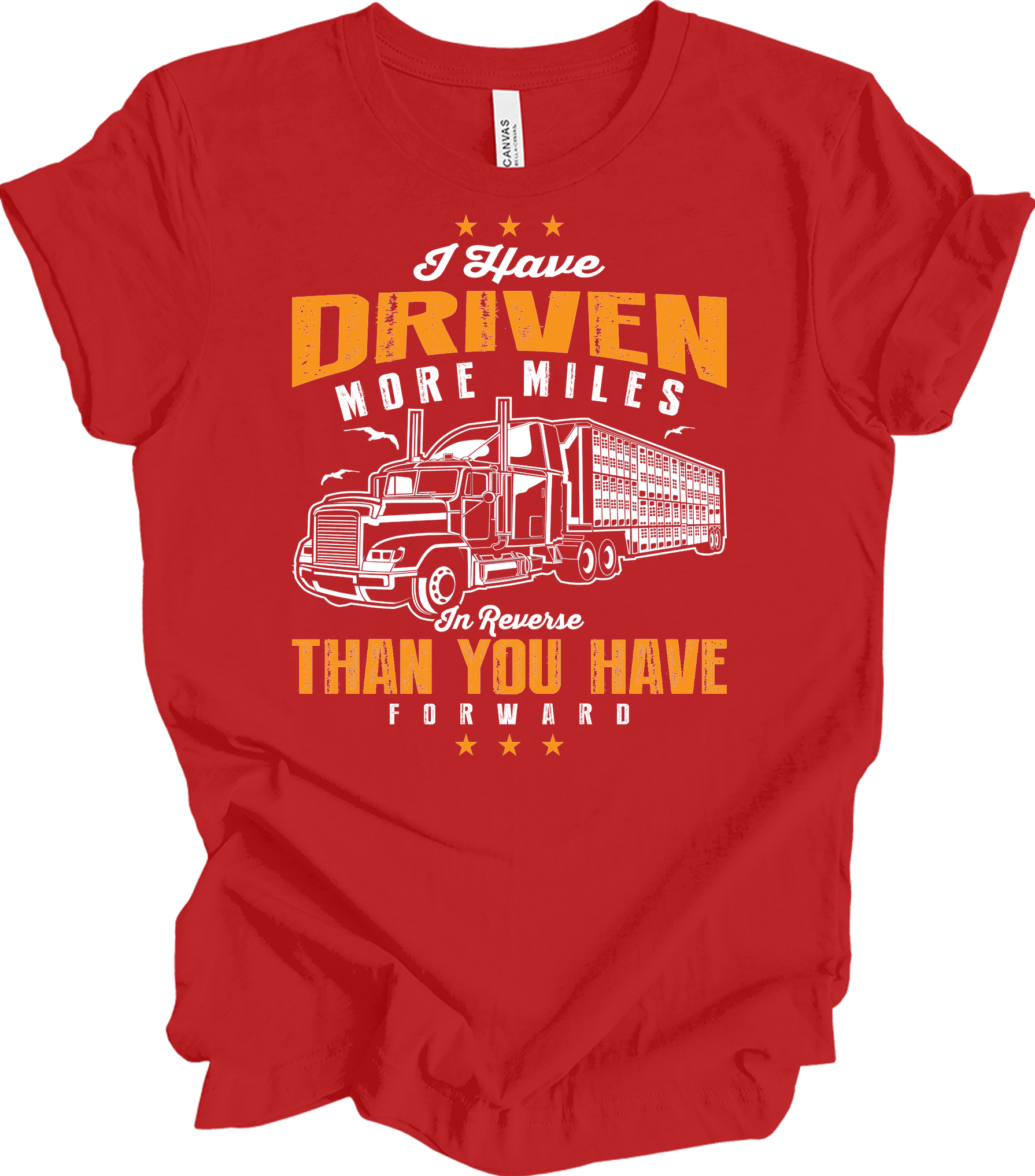Truck Driver Reverse Miles T-Shirt in Red