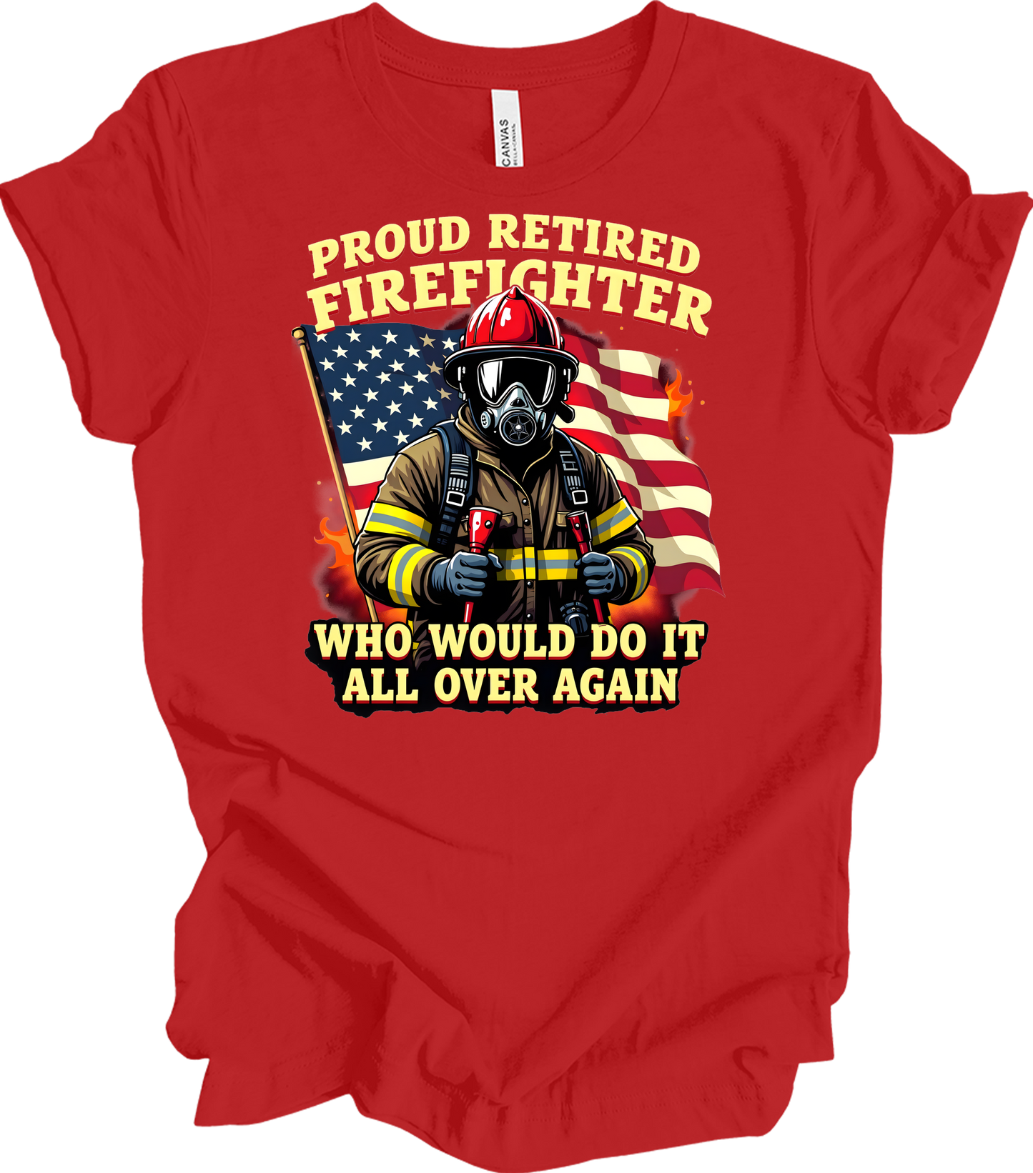 Proud Retired Firefighter T-Shirt in Red