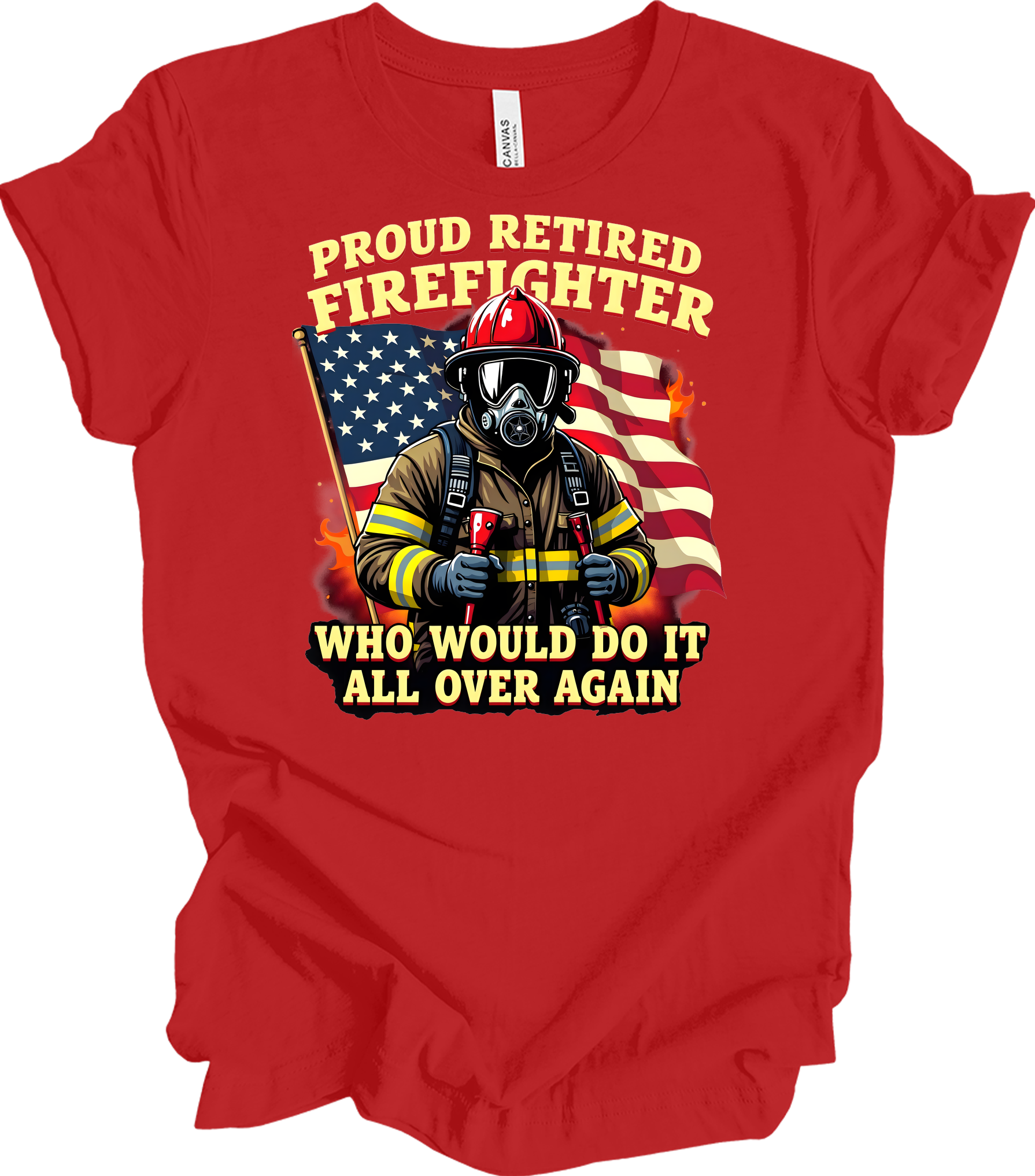 Proud Retired Firefighter T-Shirt in Red