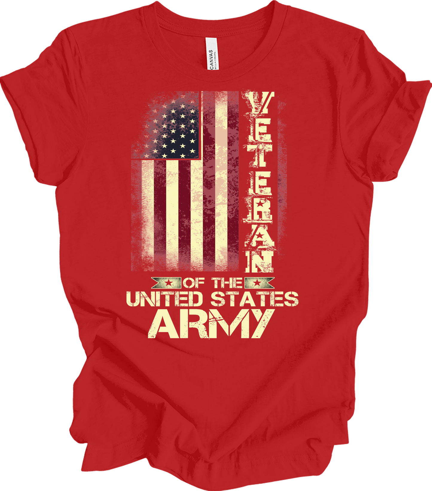 US Army Veteran Flag T-Shirt in Red