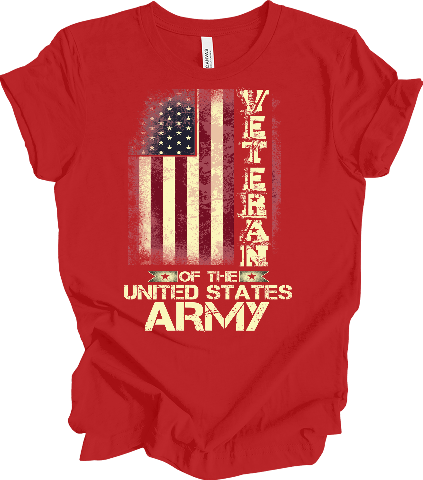 US Army Veteran Flag T-Shirt in Red