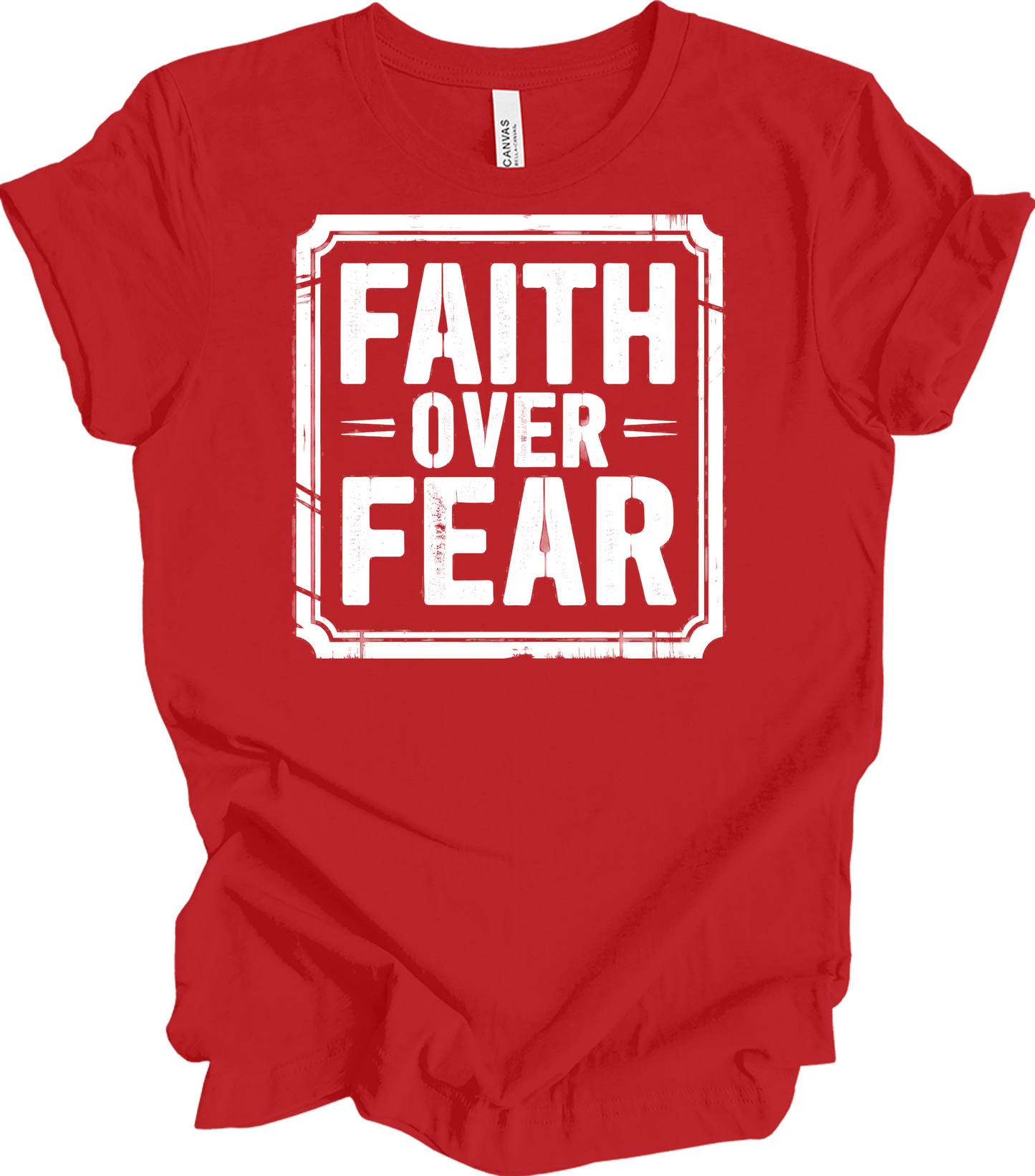 Faith Over Fear Inspirational T-Shirt in Red