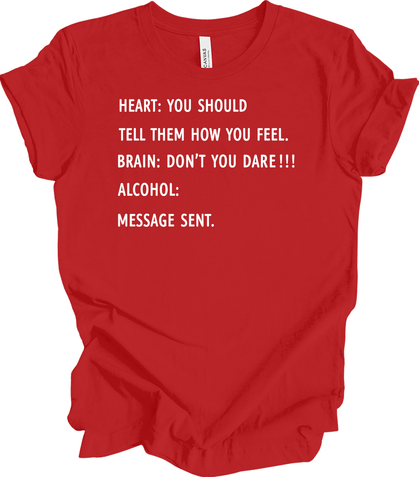 Alcohol: Heart vs Brain T-Shirt in Red