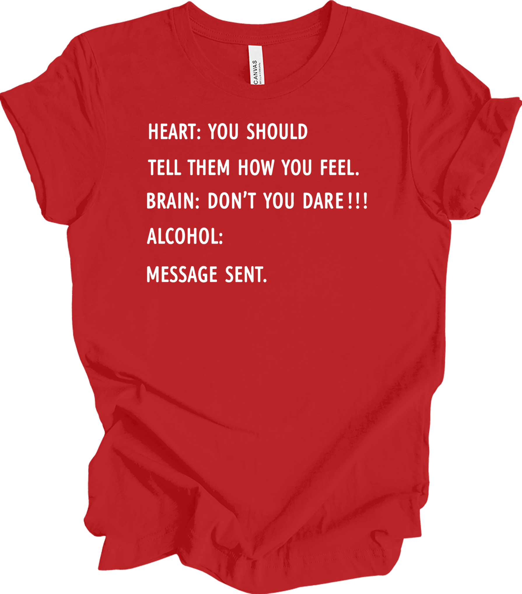 Alcohol: Heart vs Brain T-Shirt in Red
