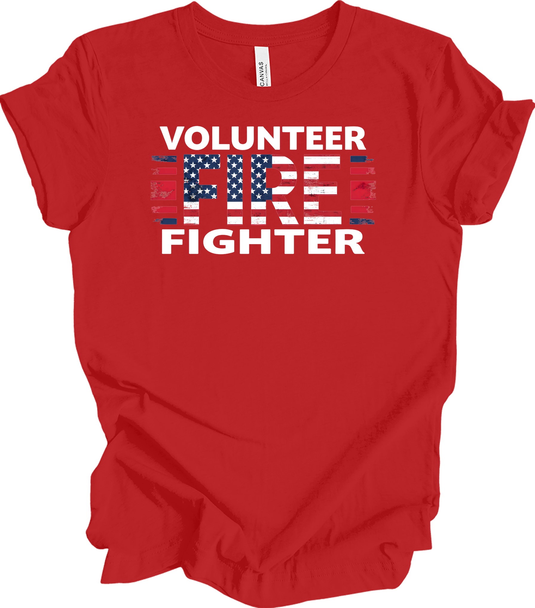 Volunr Firefighter USA Flag T-Shirt in Red