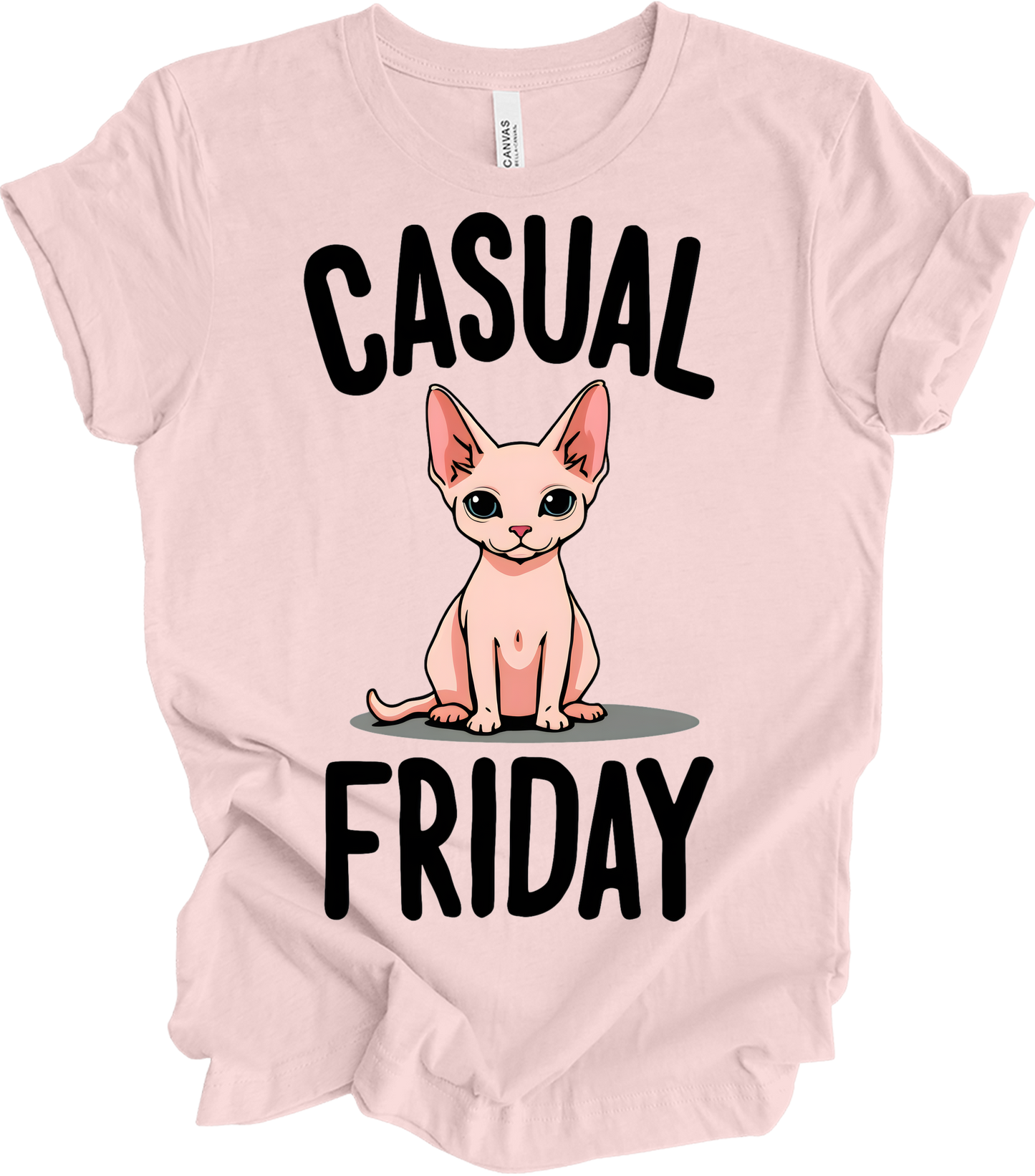 Casual Friday Hairless Cat T-Shirt in Soft Pink