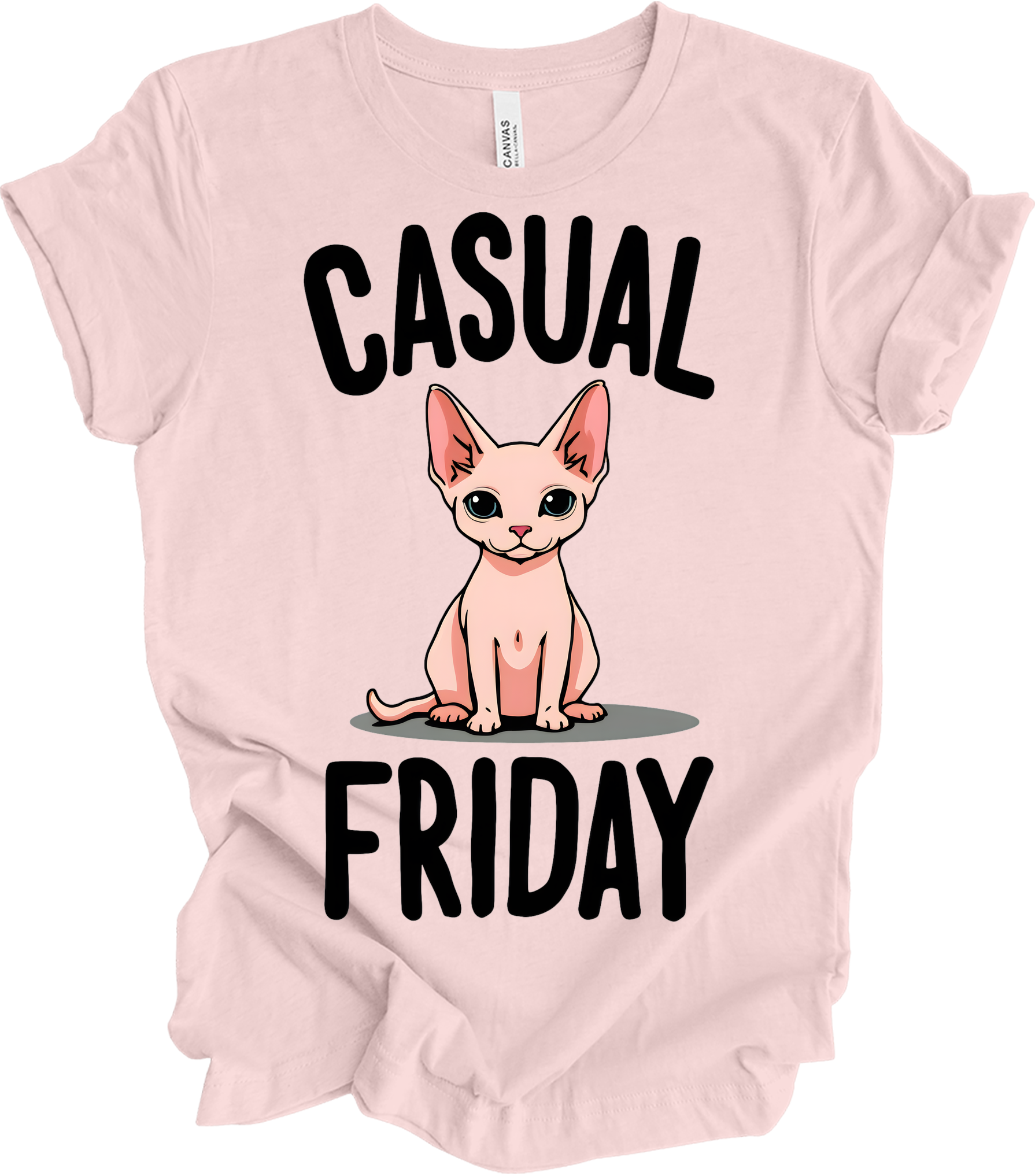 Casual Friday Hairless Cat T-Shirt in Soft Pink