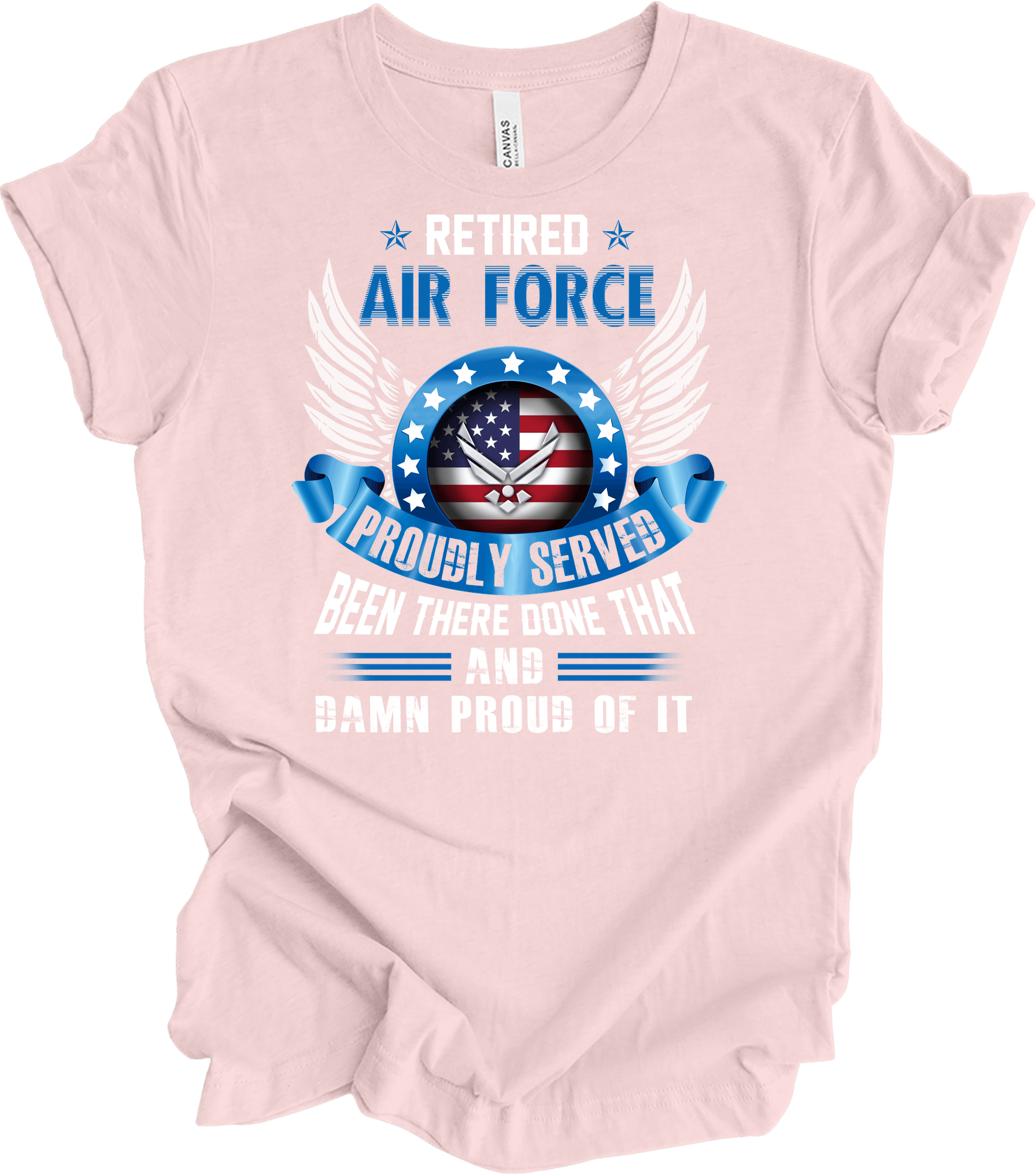 Retired Air Force Veteran T-Shirt in Soft Pink