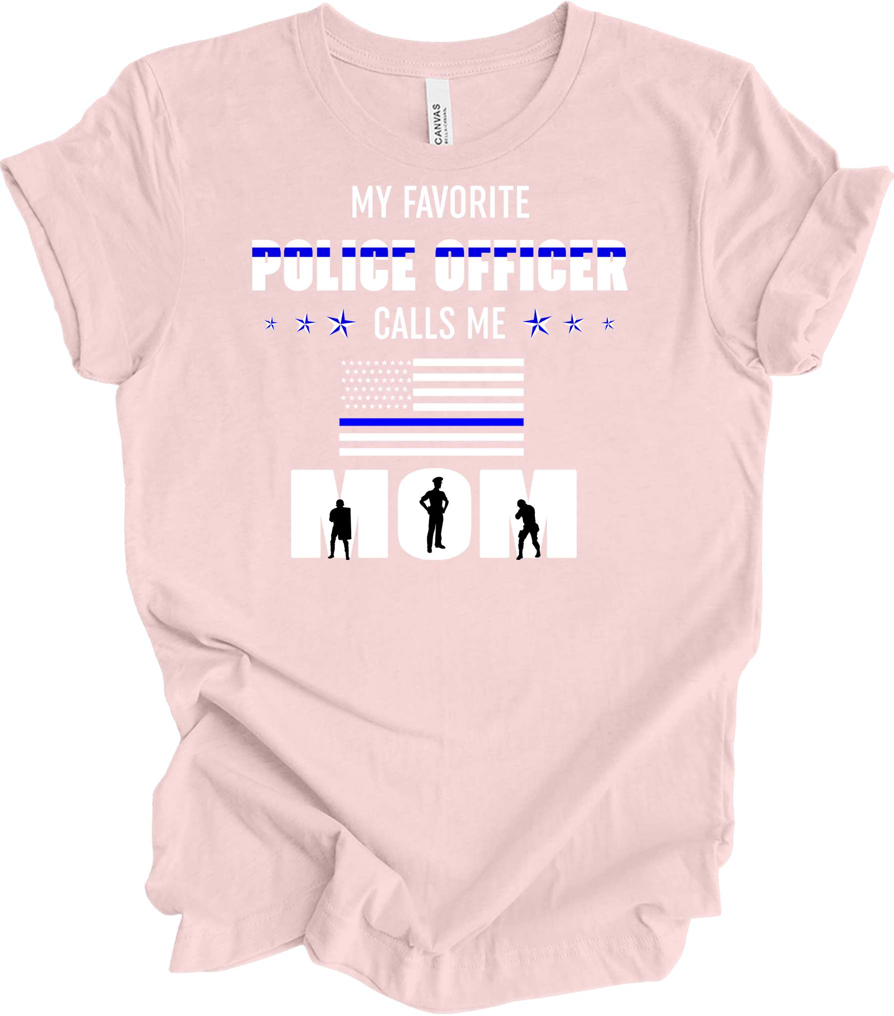 Police Officer Calls Me Mom T-Shirt in Soft Pink