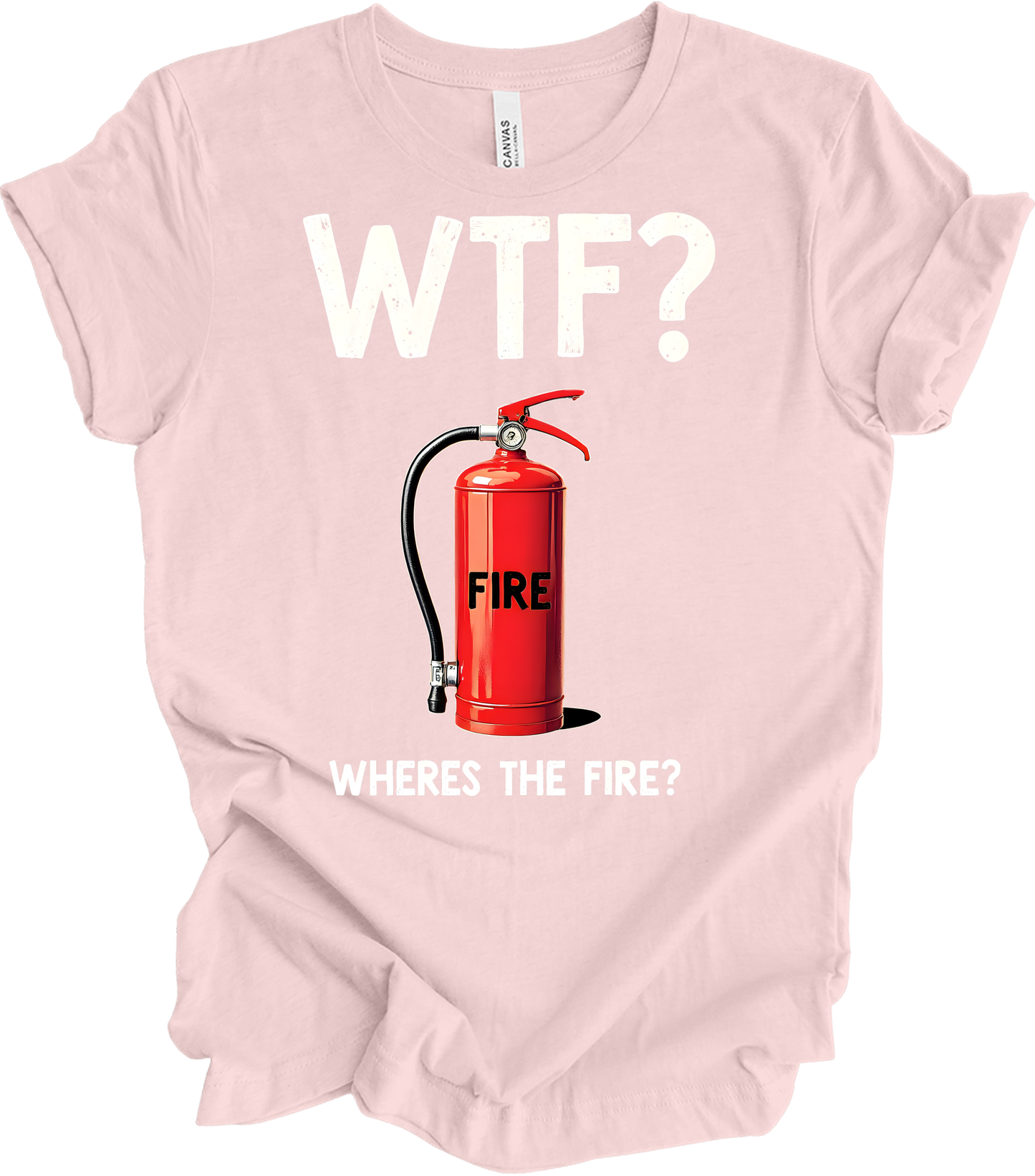 WTF? Fire Extinguisher T-Shirt in Soft Pink
