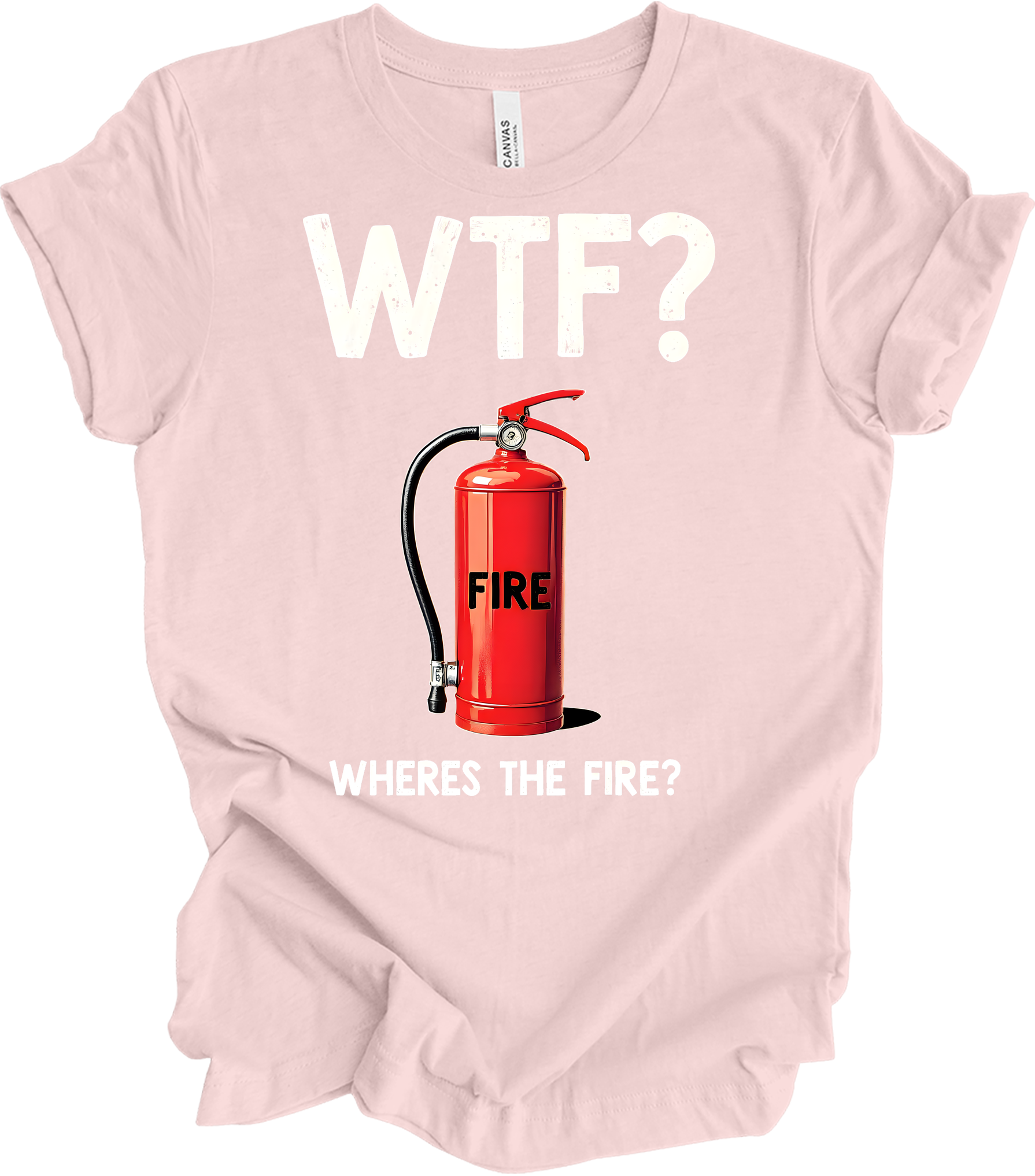 WTF? Fire Extinguisher T-Shirt in Soft Pink