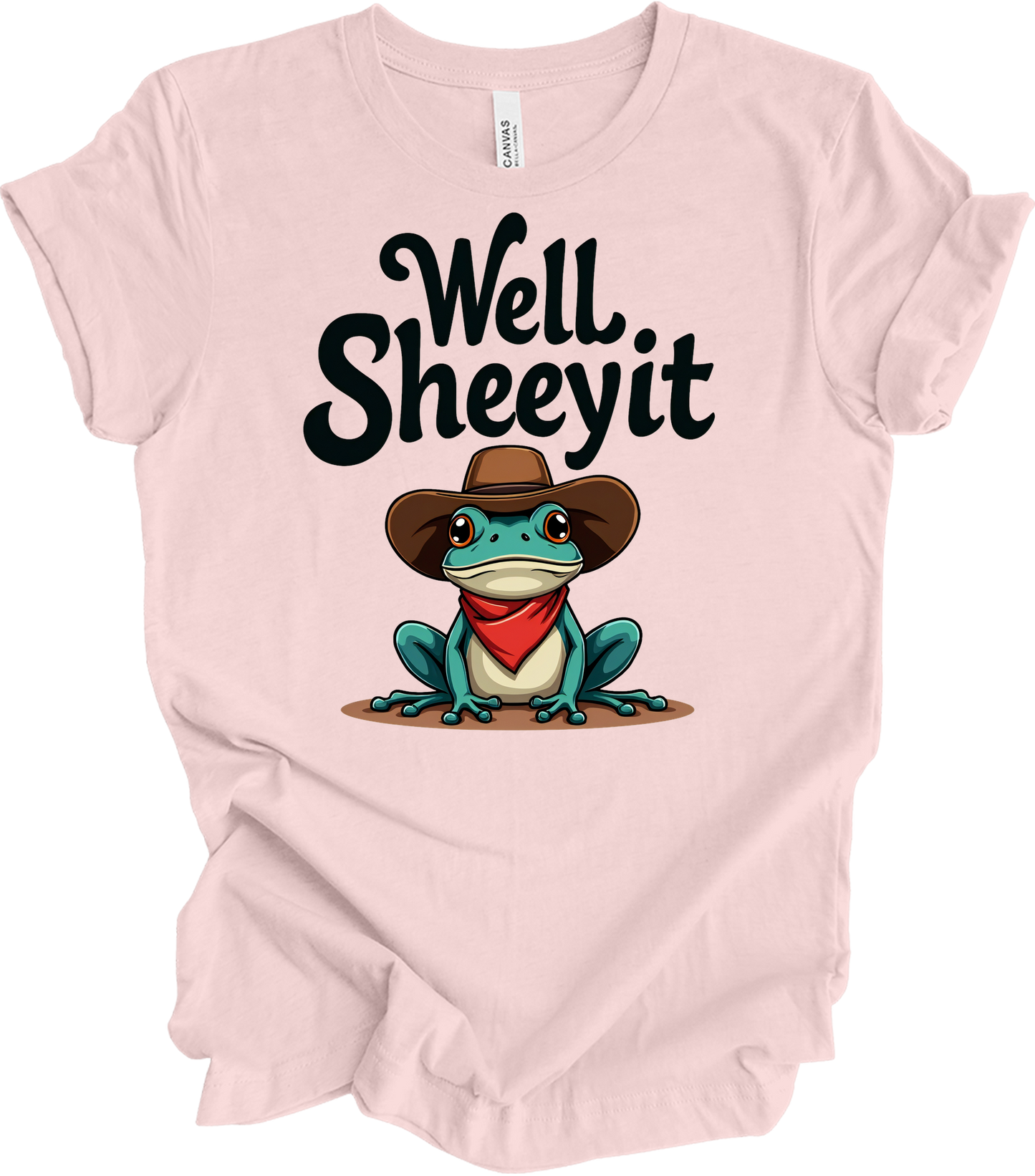 Cowboy Frog Meme T-Shirt in Soft Pink