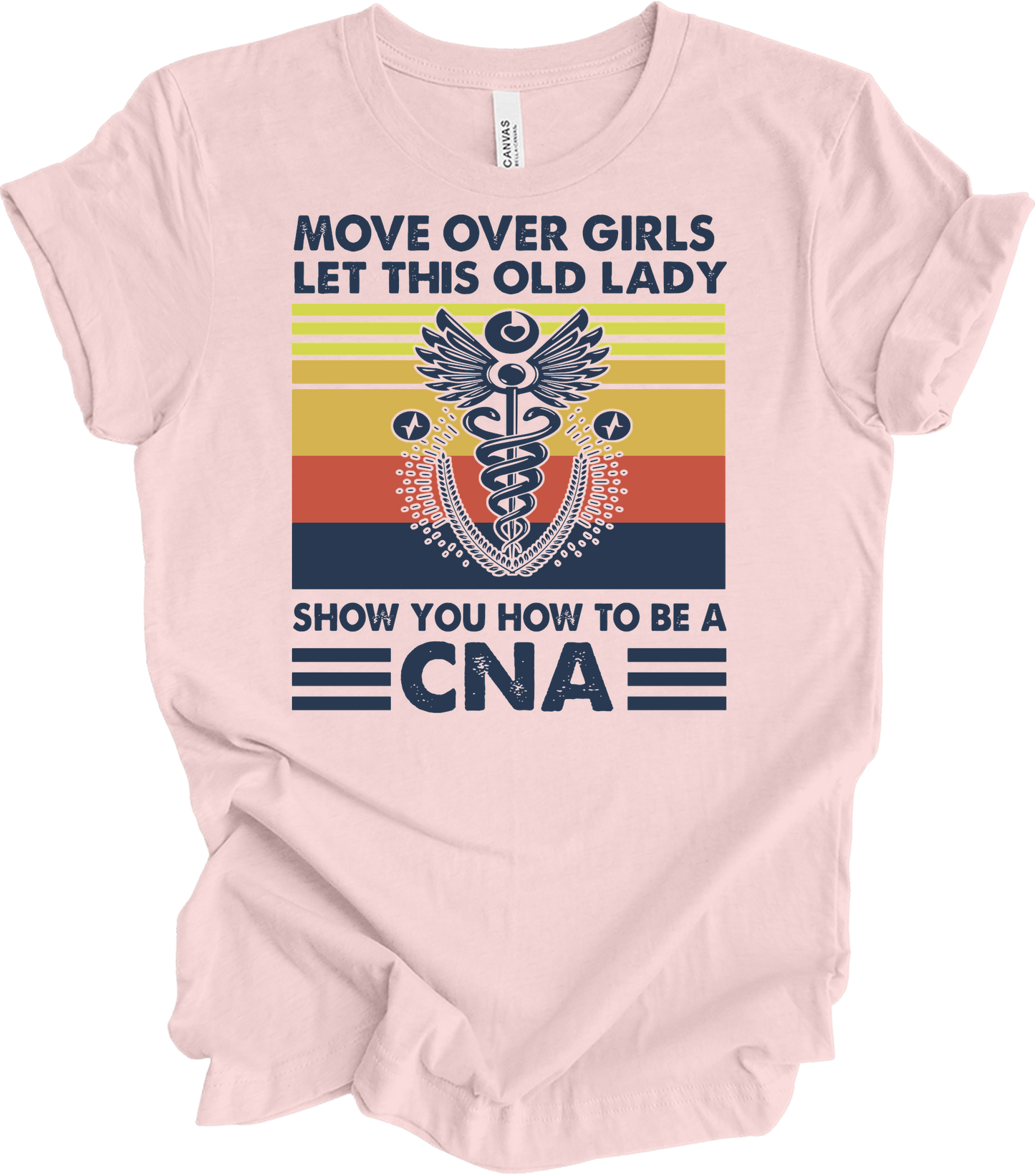 Old Lady CNA Nurse T-Shirt in Soft Pink