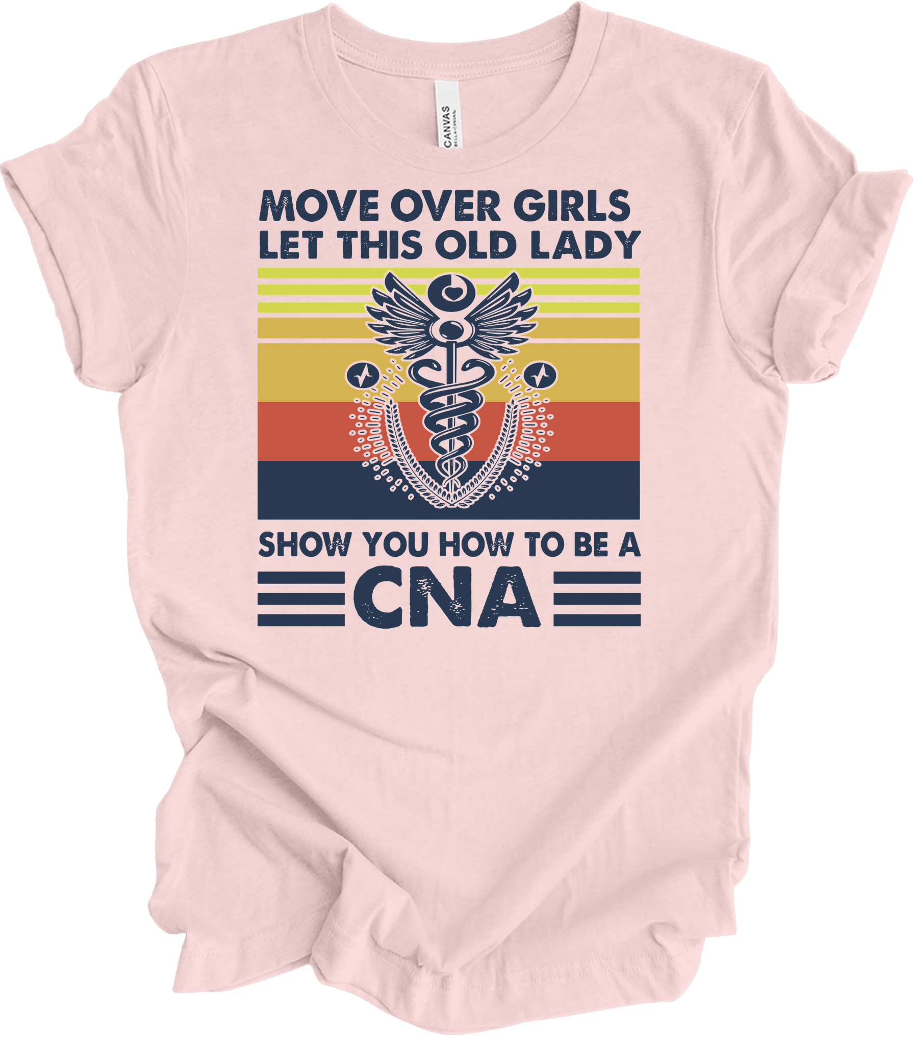 Old Lady CNA Nurse T-Shirt in Soft Pink