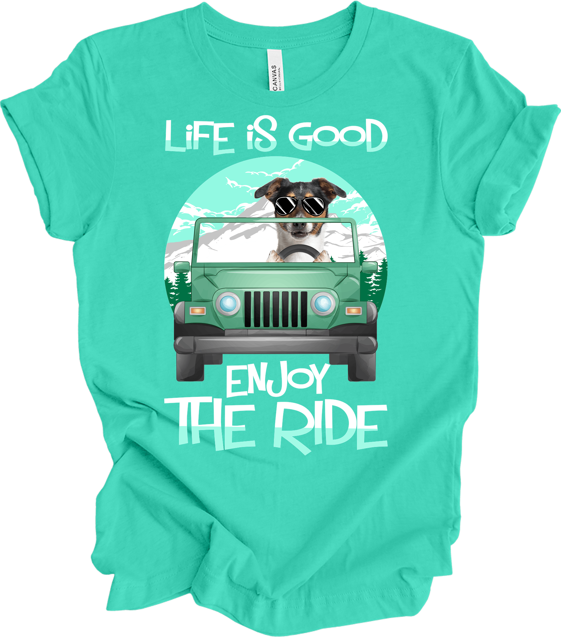 Jeeps and Dogs - Funny Jack Russell Terrier Owner Gift T-Shirt in Teal