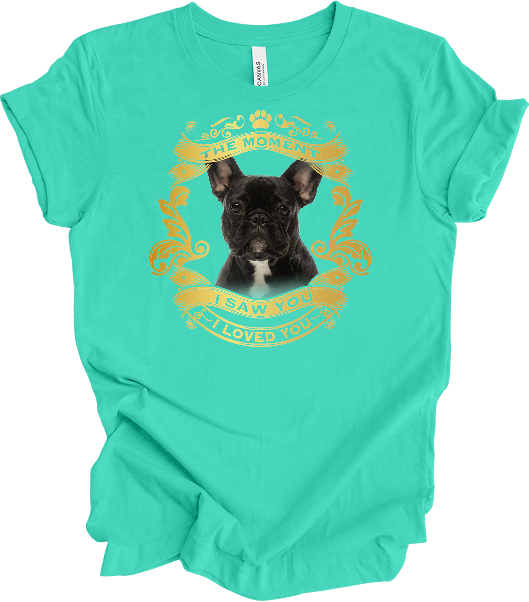 French Bulldog 'Love' T-Shirt in Teal