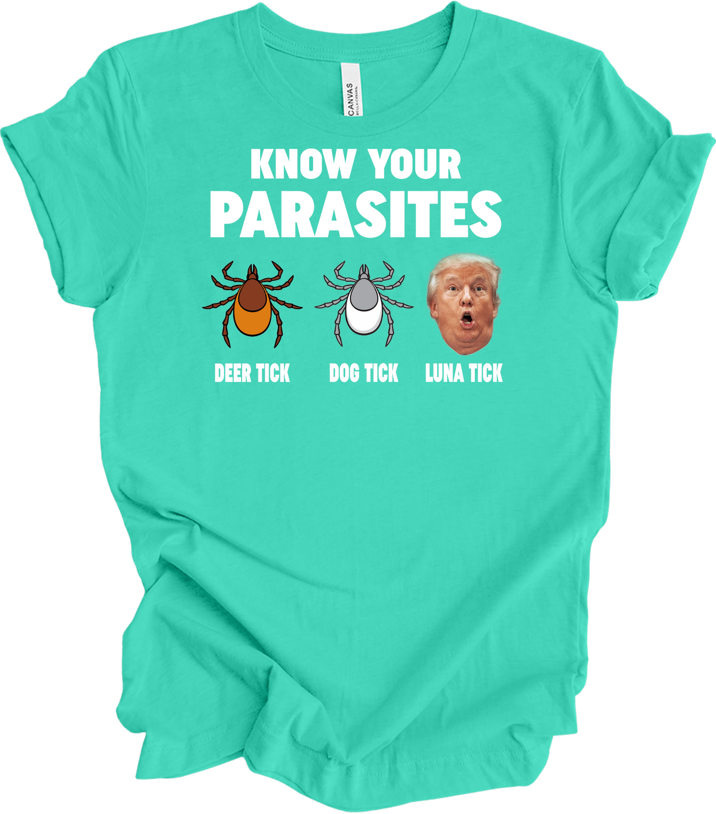 Know Your Parasites - Funny Anti Trump Luna Tick T-Shirt in Teal