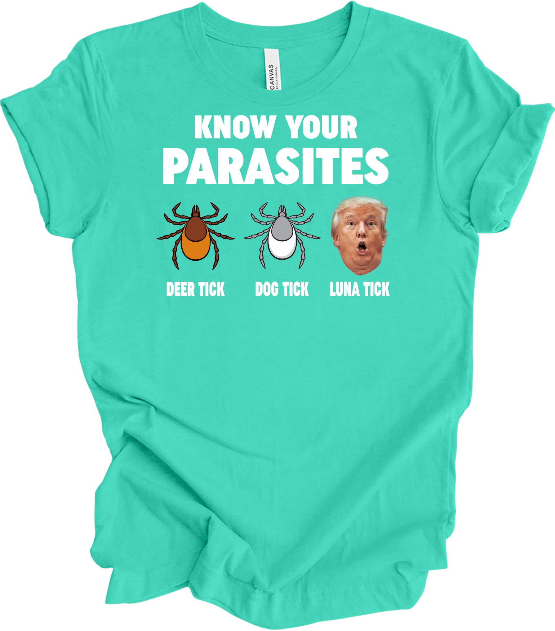 Know Your Parasites - Funny Anti Trump Luna Tick T-Shirt in Teal