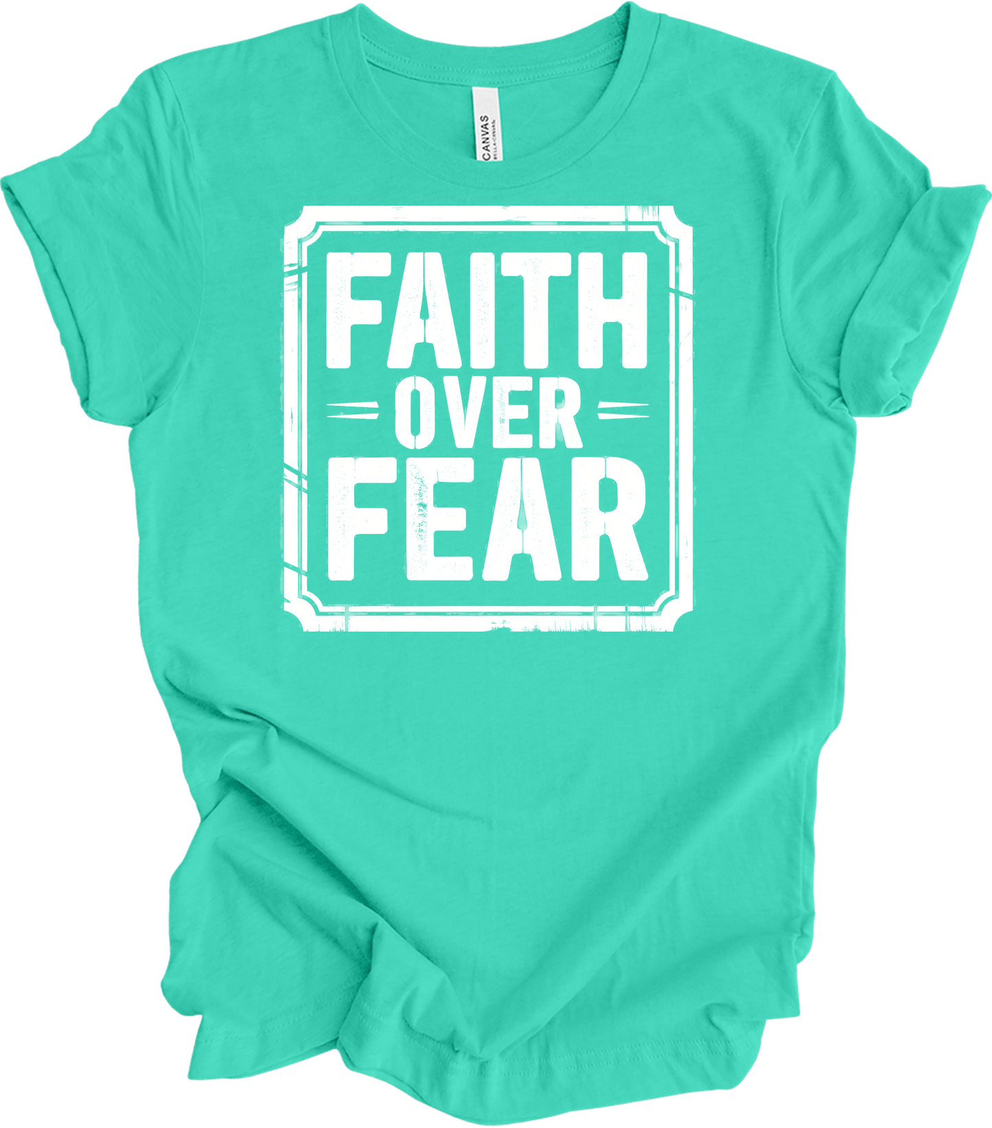 Faith Over Fear Inspirational T-Shirt in Teal