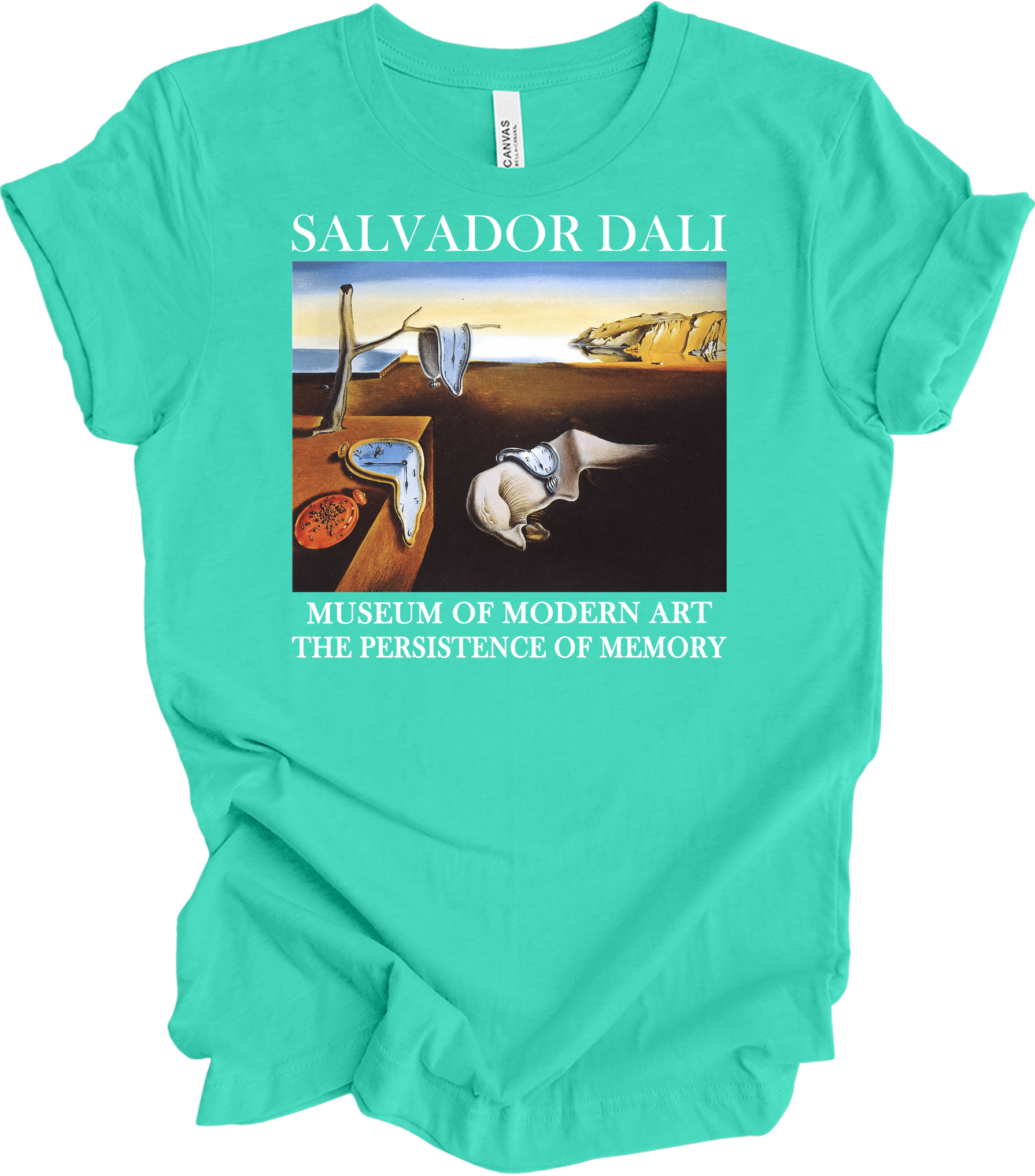 Salvador Dali The Persistence of Memory Art T-Shirt in Teal