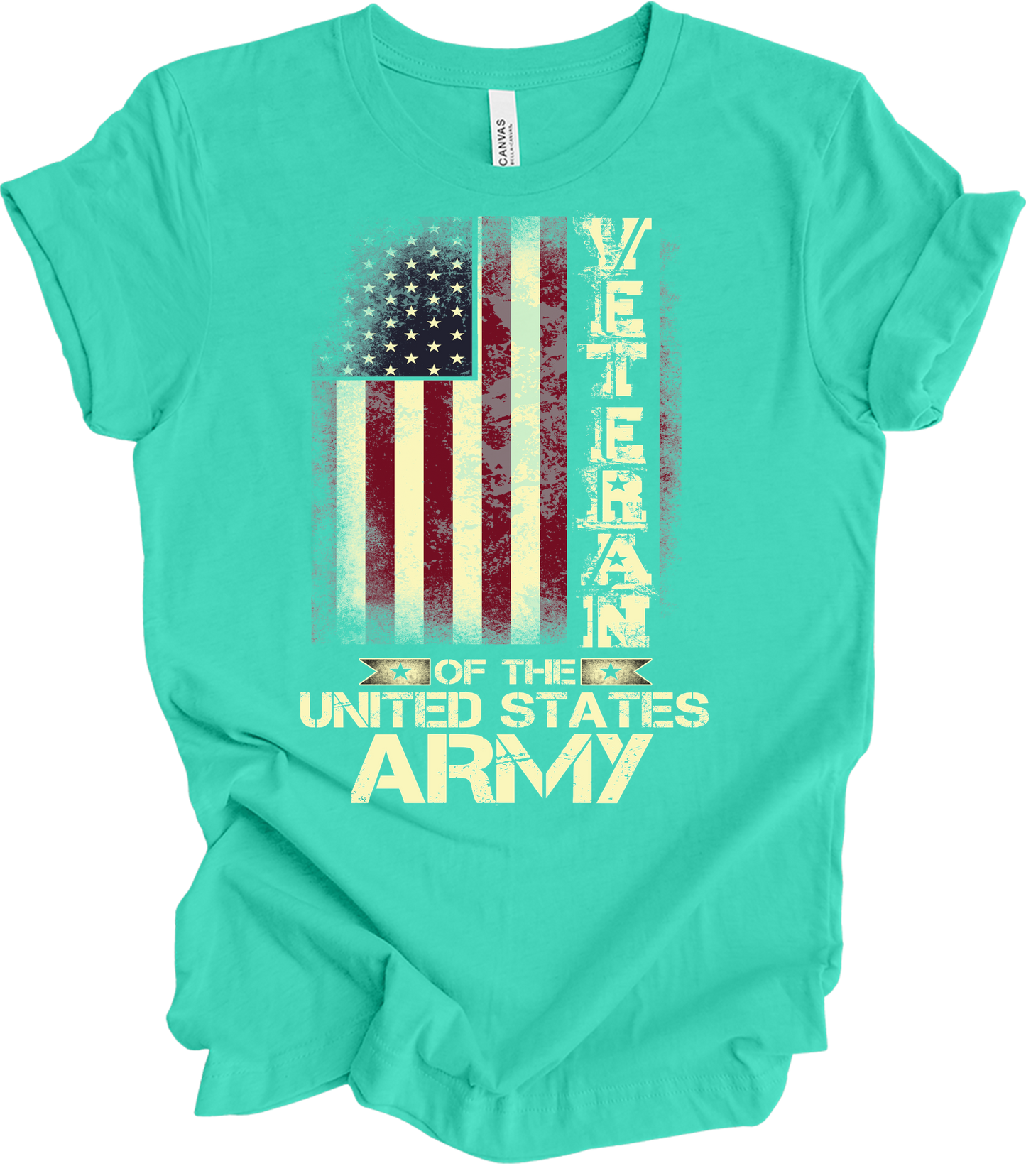 US Army Veteran Flag T-Shirt in Teal