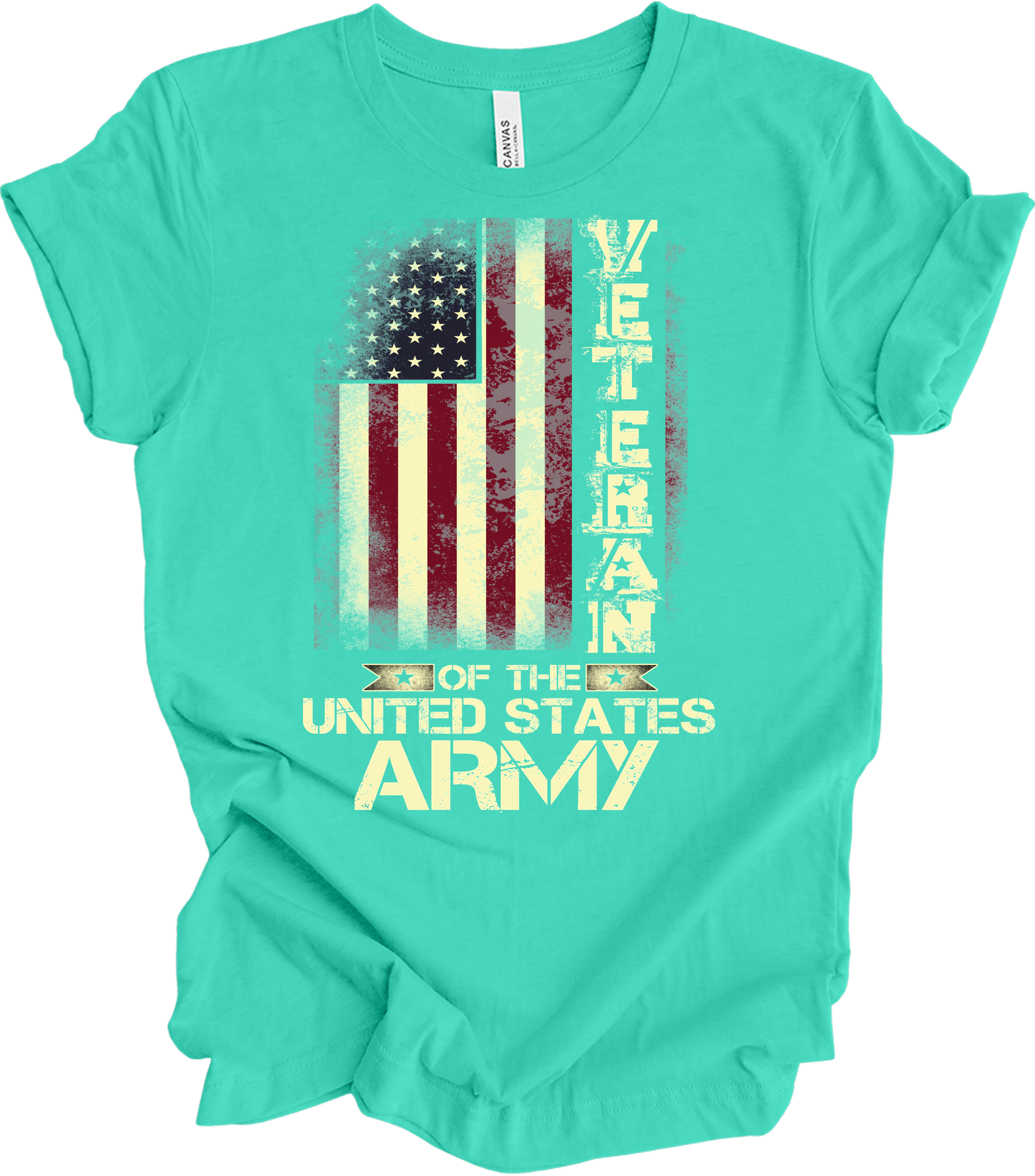 US Army Veteran Flag T-Shirt in Teal