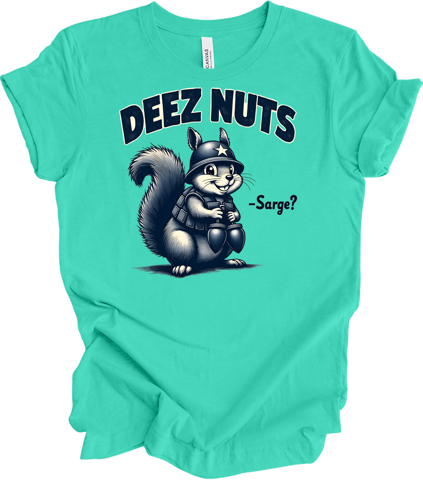 Funny 'Deez Nuts' Squirrel T-Shirt in Teal