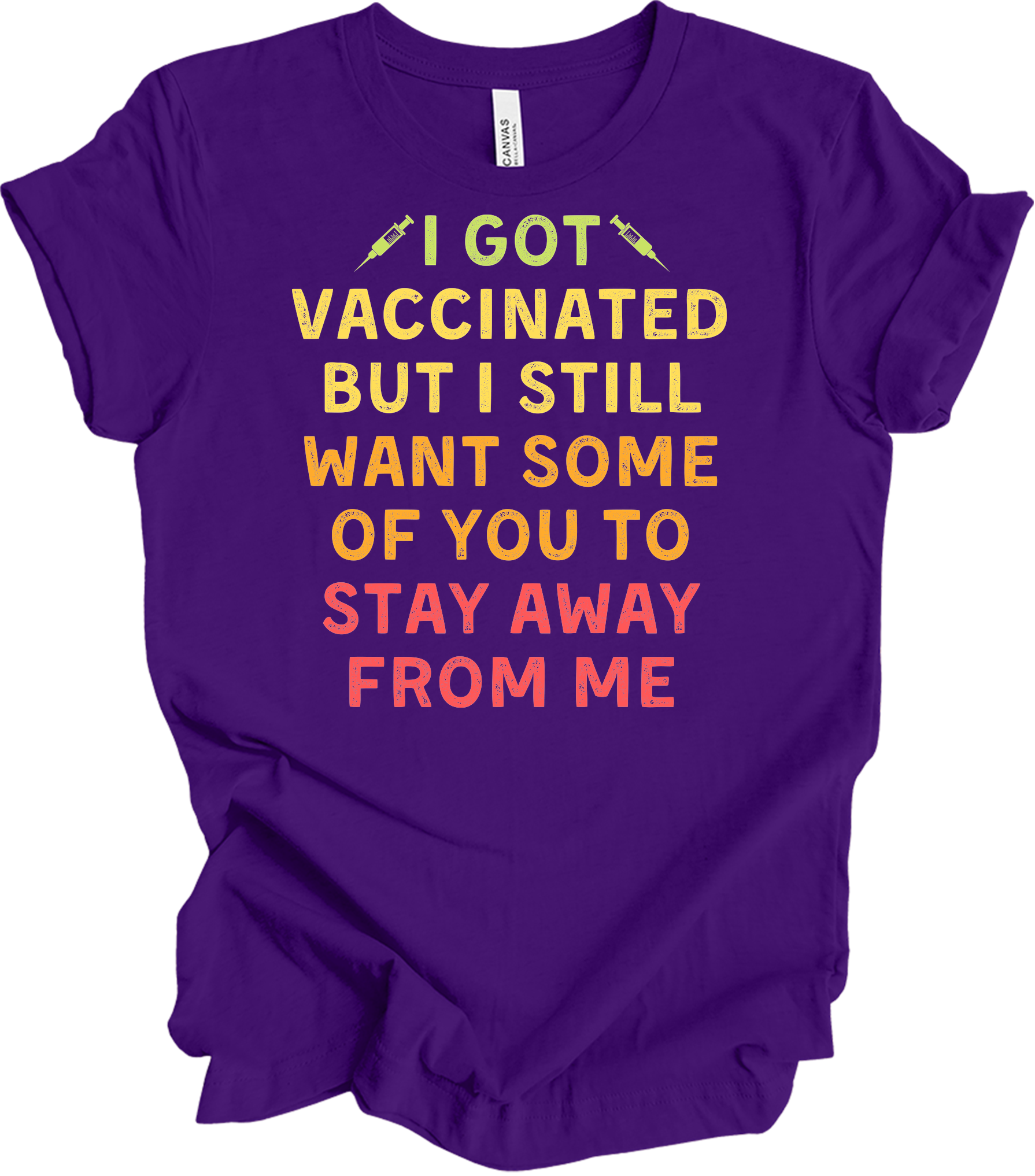 Vaccinated Stay Away T-Shirt in Team Purple