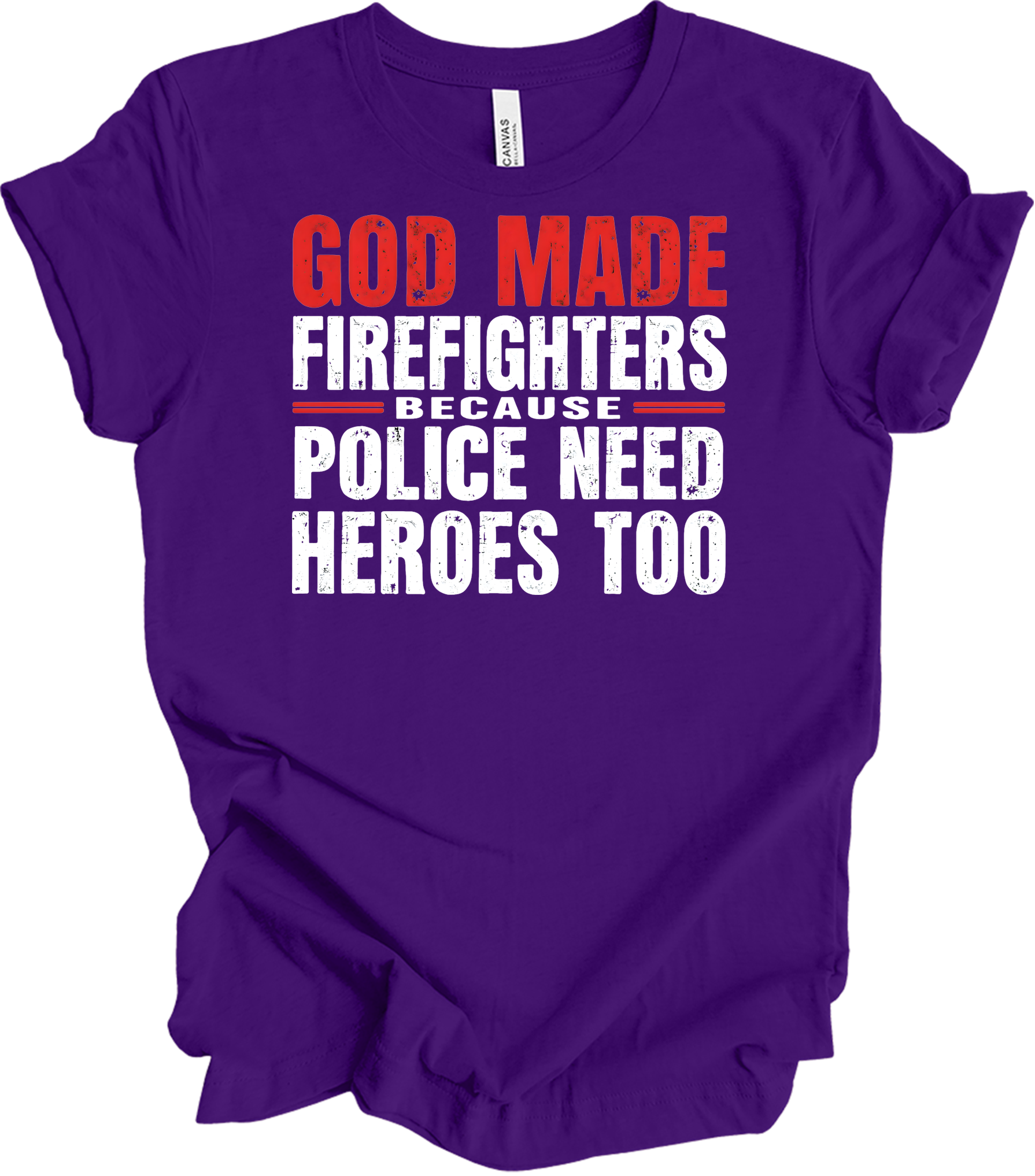 Firefighters Police Heroes T-Shirt in Team Purple