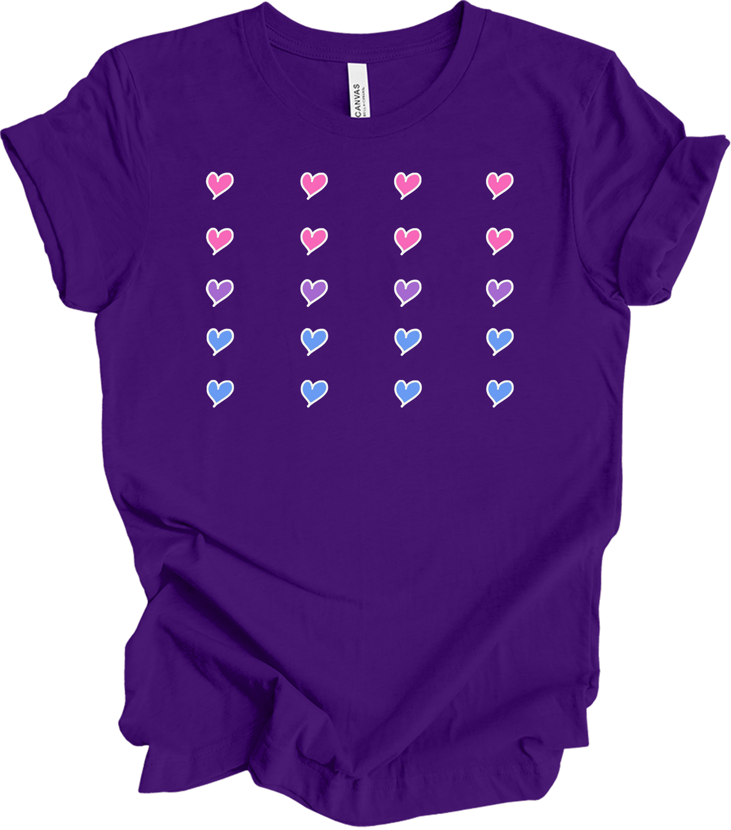 Pride Hearts - Cute Design T-Shirt in Team Purple