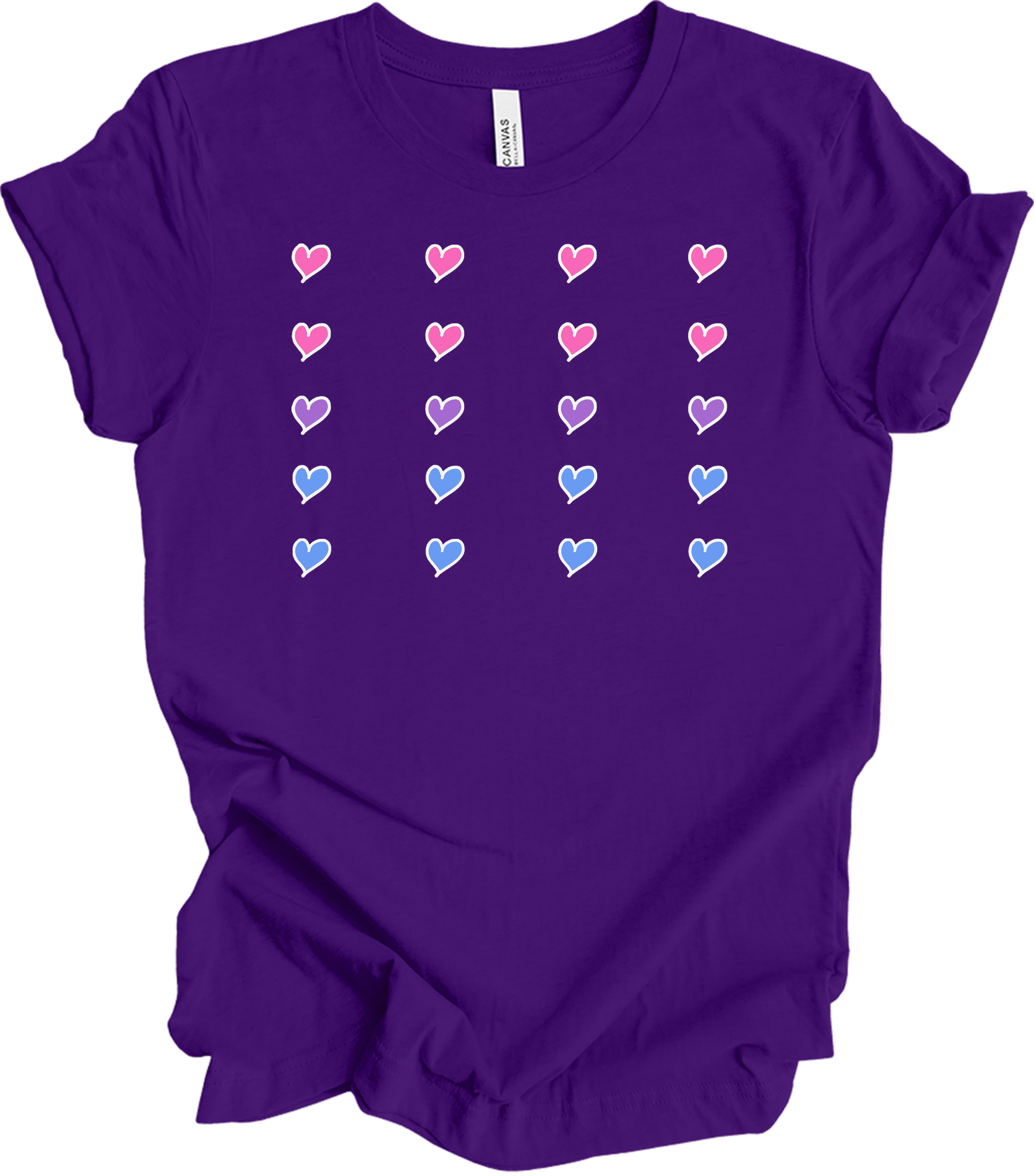 Pride Hearts - Cute Design T-Shirt in Team Purple