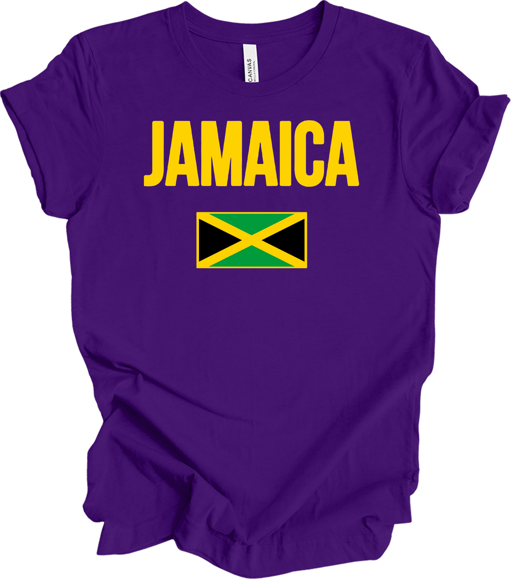 Jamaican Flag - Vintage Jamaica Travel Vacation T-Shirt in Team Purple